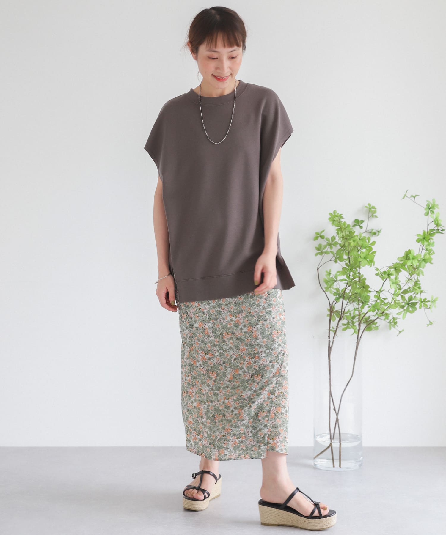 ナローラップフラワースカート L.GREEN one