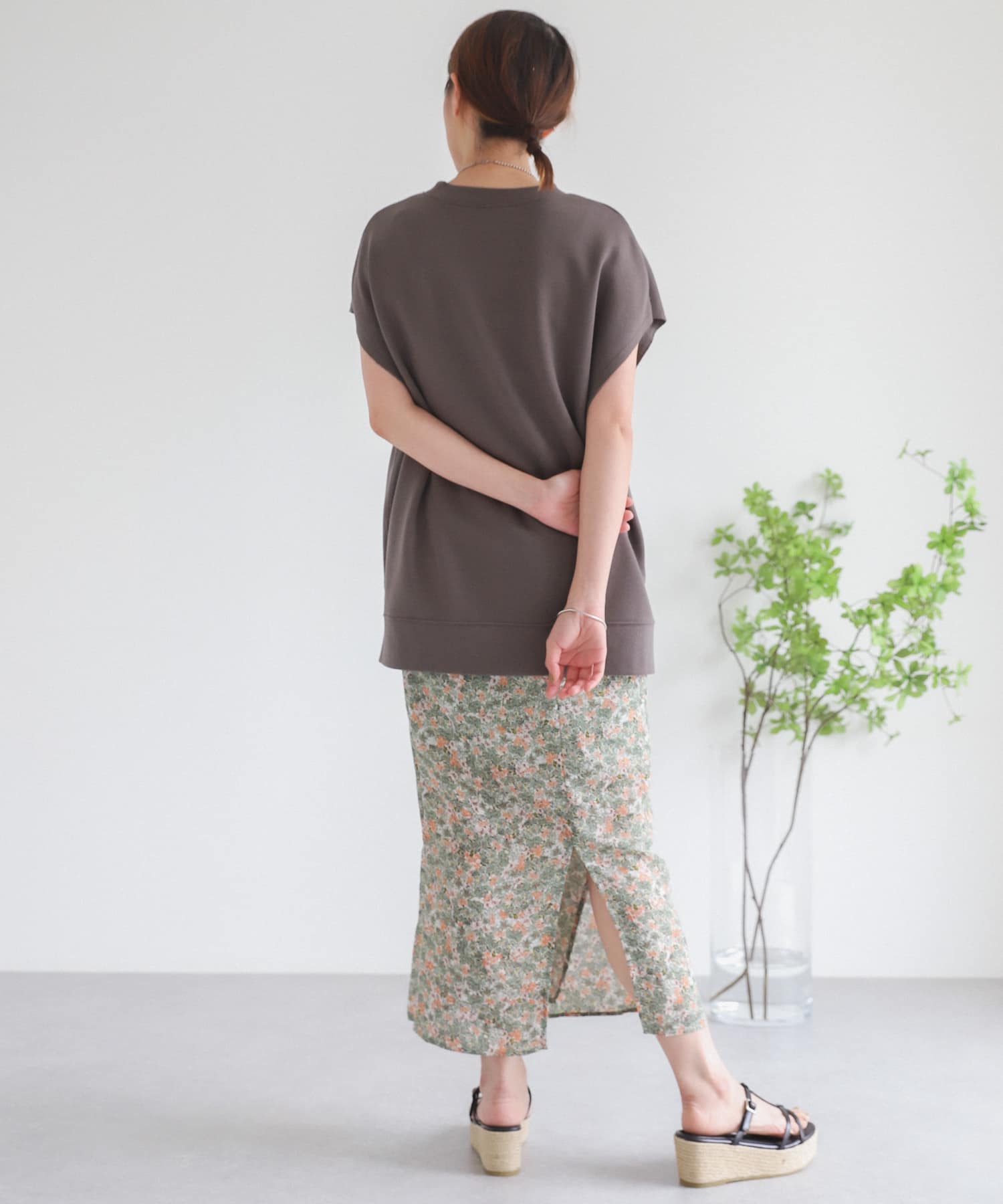 ナローラップフラワースカート L.GREEN one