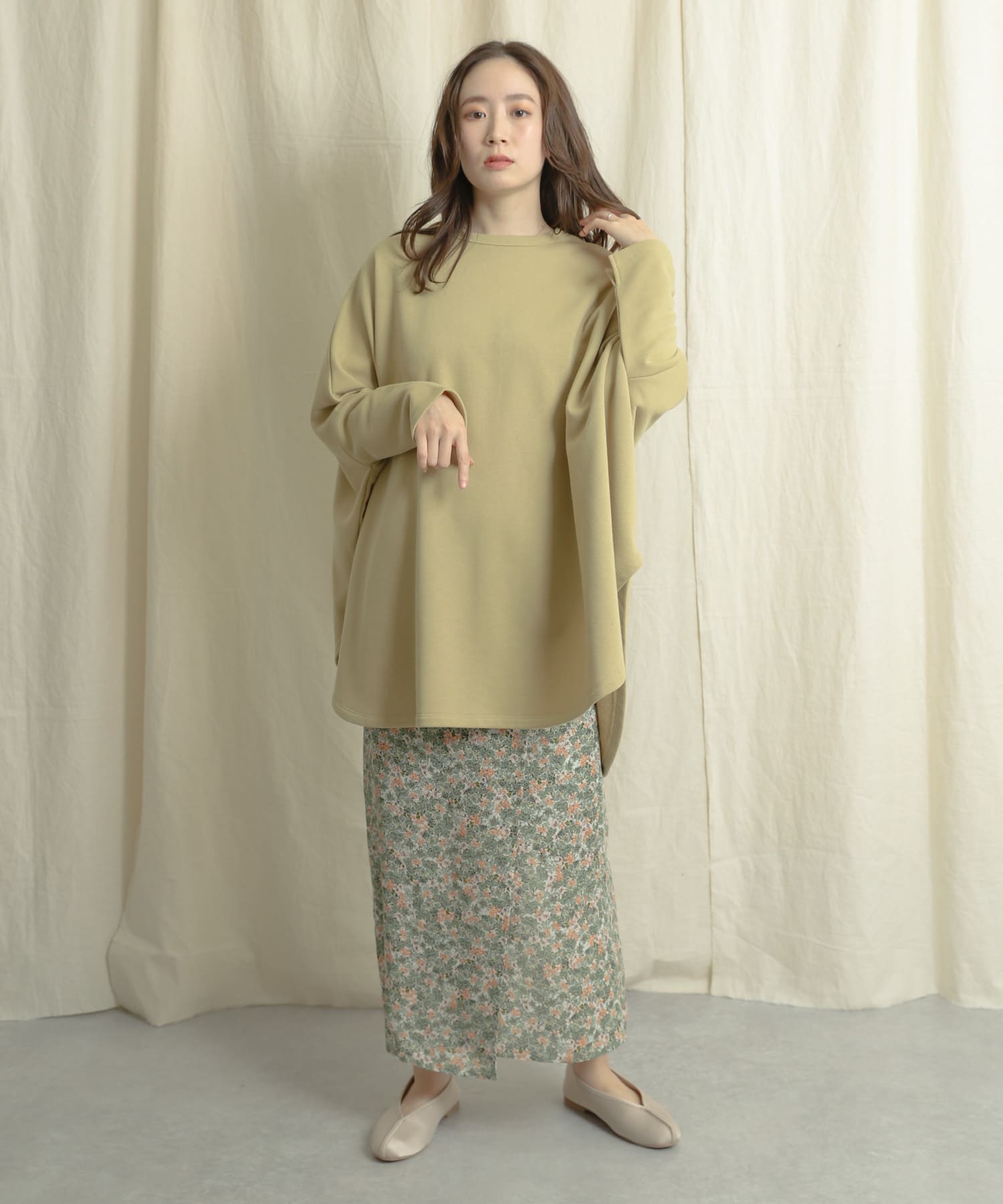 ナローラップフラワースカート L.GREEN one