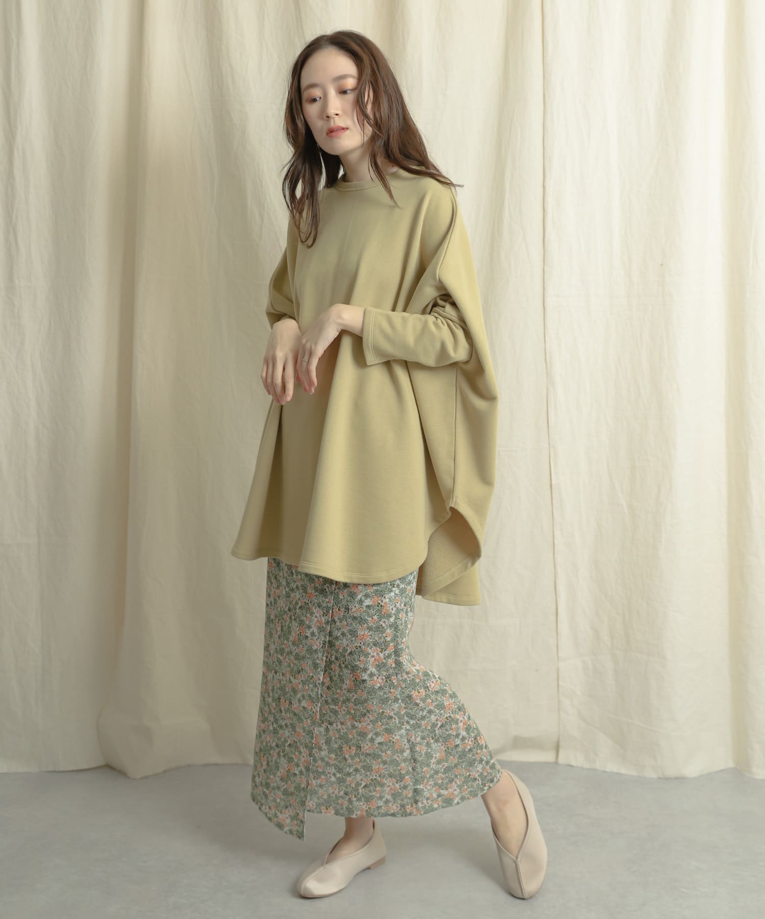 ナローラップフラワースカート L.GREEN one