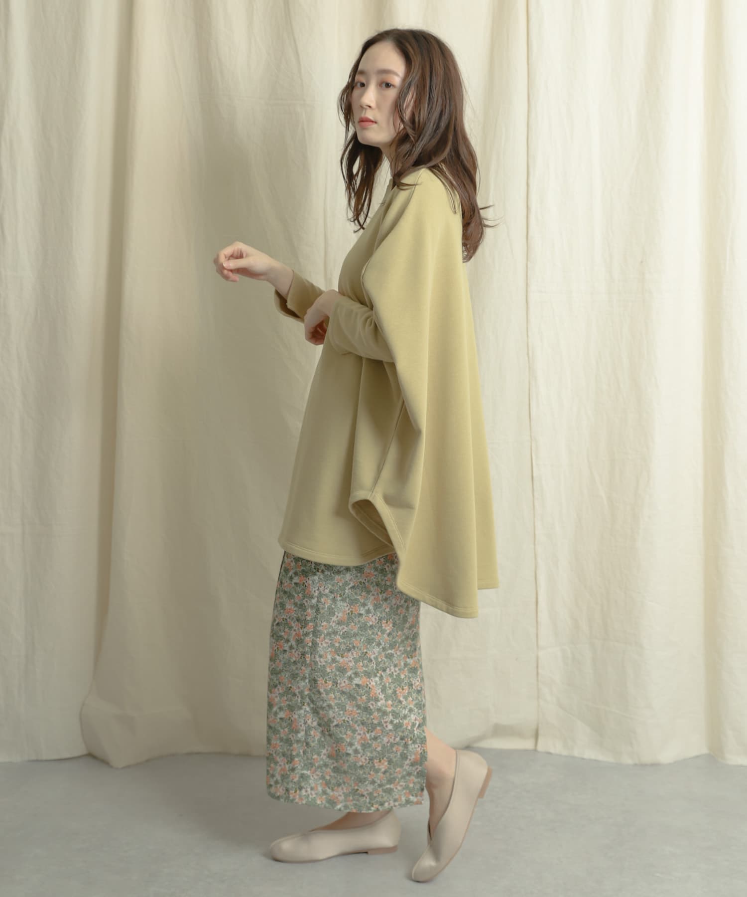 ナローラップフラワースカート L.GREEN one