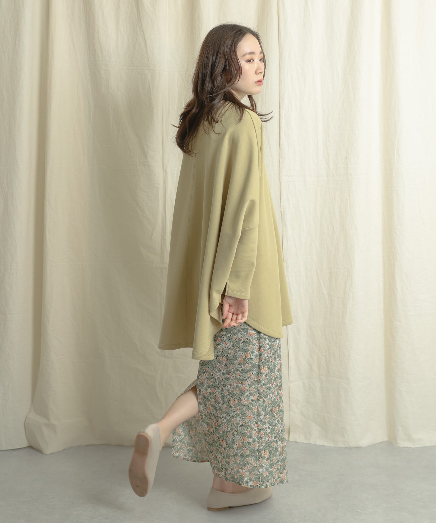 ナローラップフラワースカート L.GREEN one