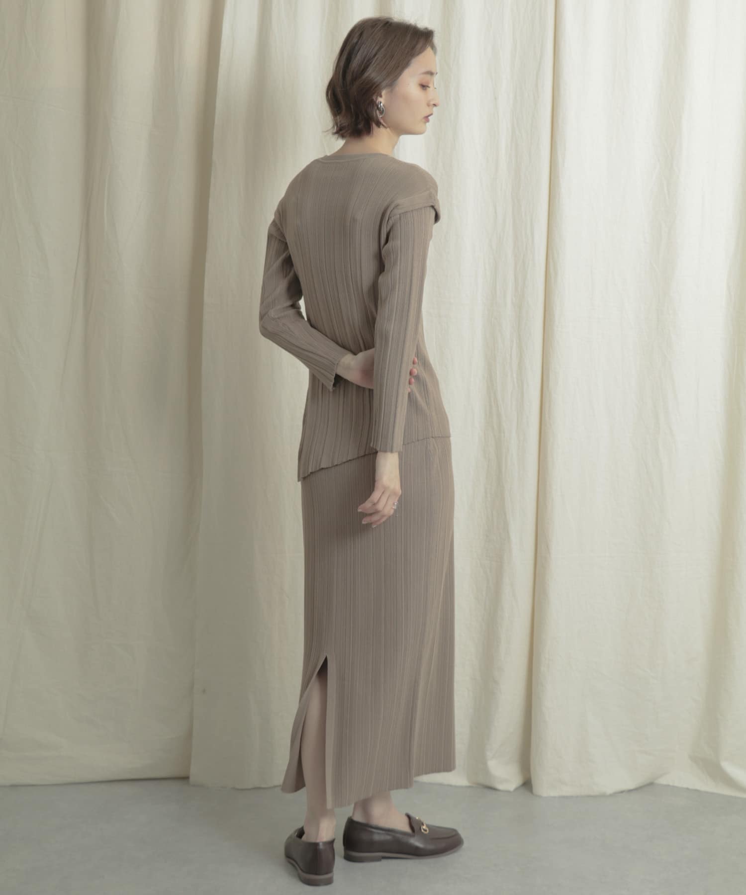 リブニットタイトスカート BEIGE one