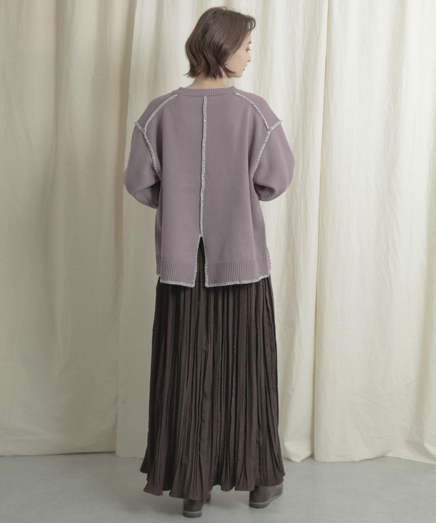 アニマルワッシャープリーツスカート BROWN one