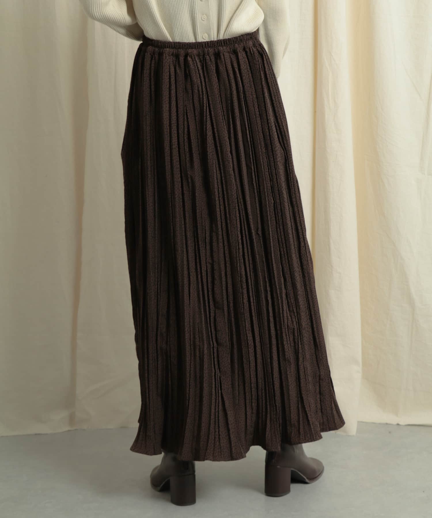 アニマルワッシャープリーツスカート BROWN one