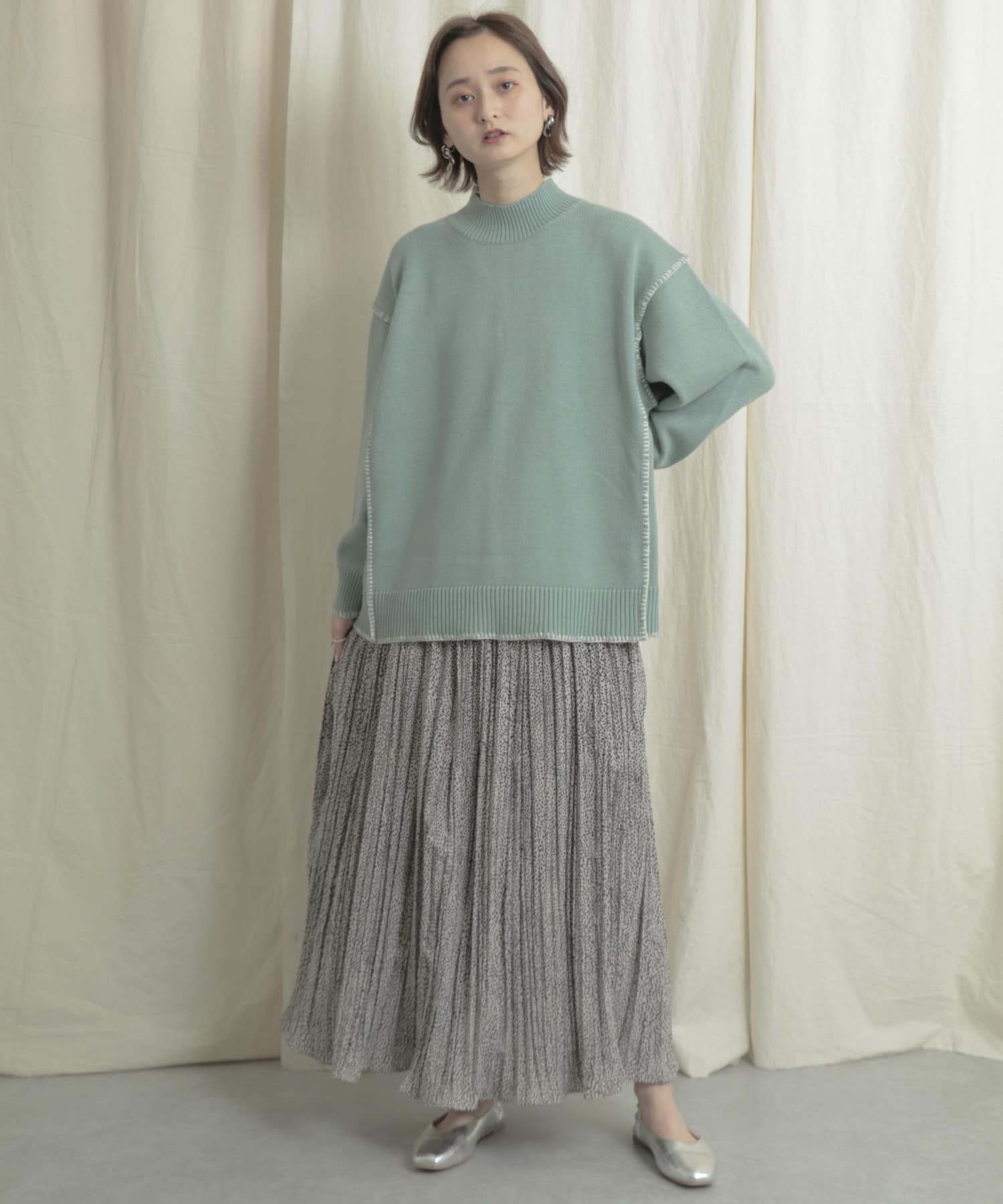 アニマルワッシャープリーツスカート BEIGE one