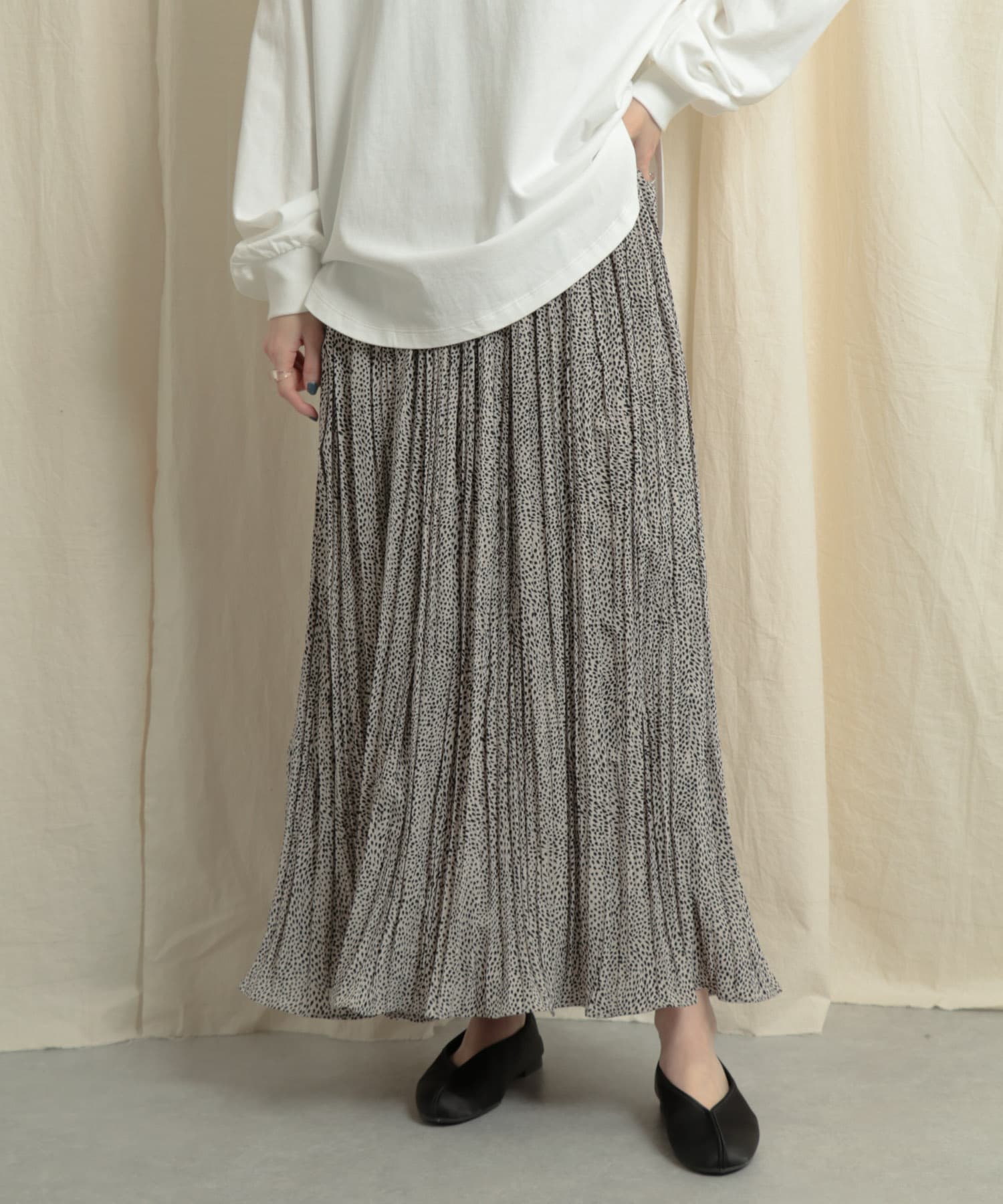 アニマルワッシャープリーツスカート BEIGE one