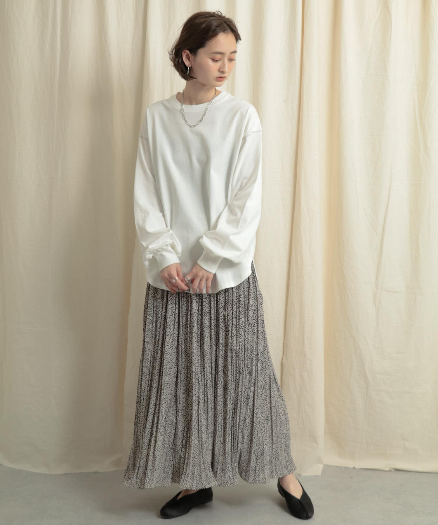 アニマルワッシャープリーツスカート BEIGE one