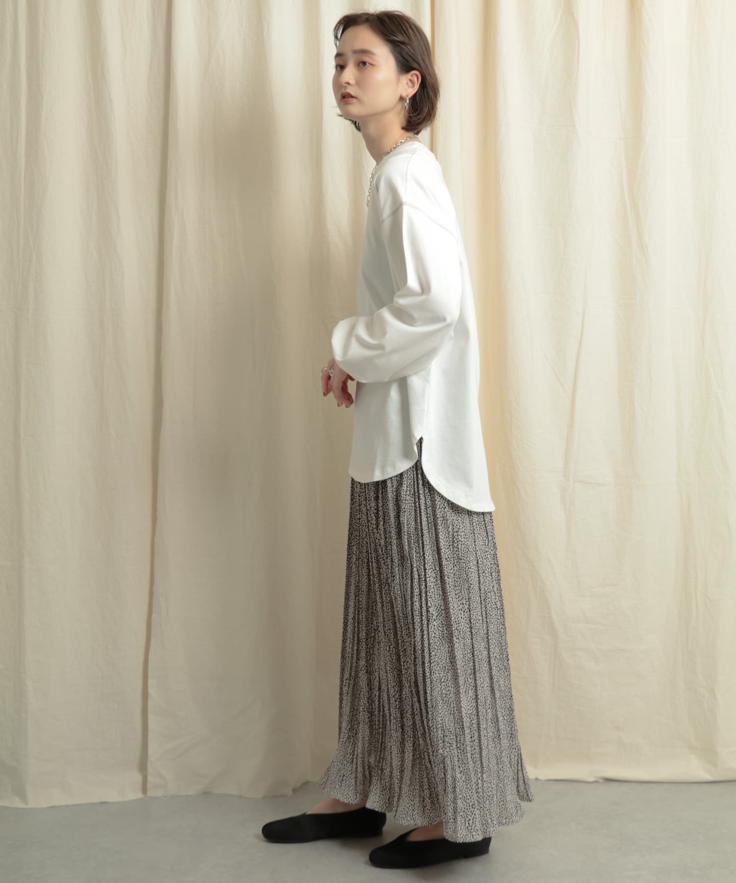 アニマルワッシャープリーツスカート BEIGE one