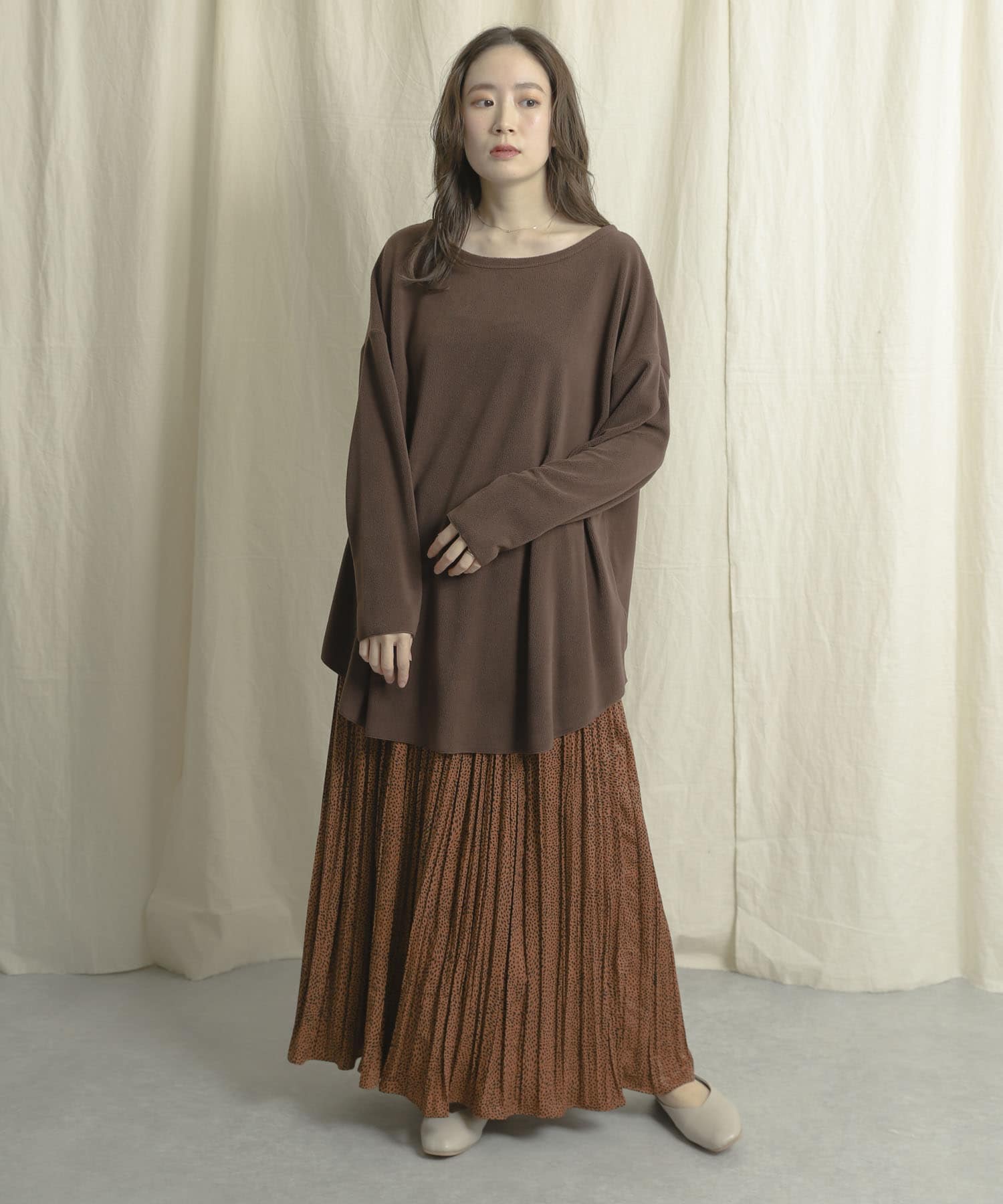 アニマルワッシャープリーツスカート CAMEL one
