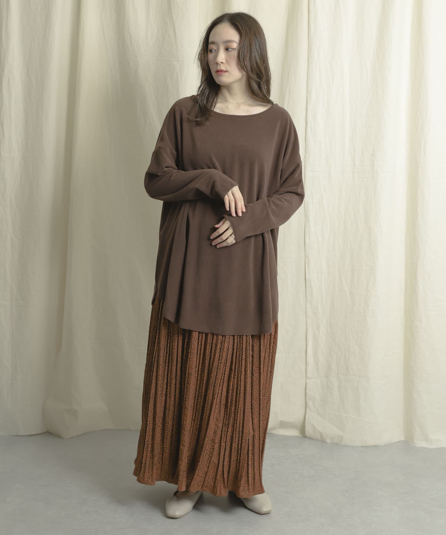 アニマルワッシャープリーツスカート CAMEL one