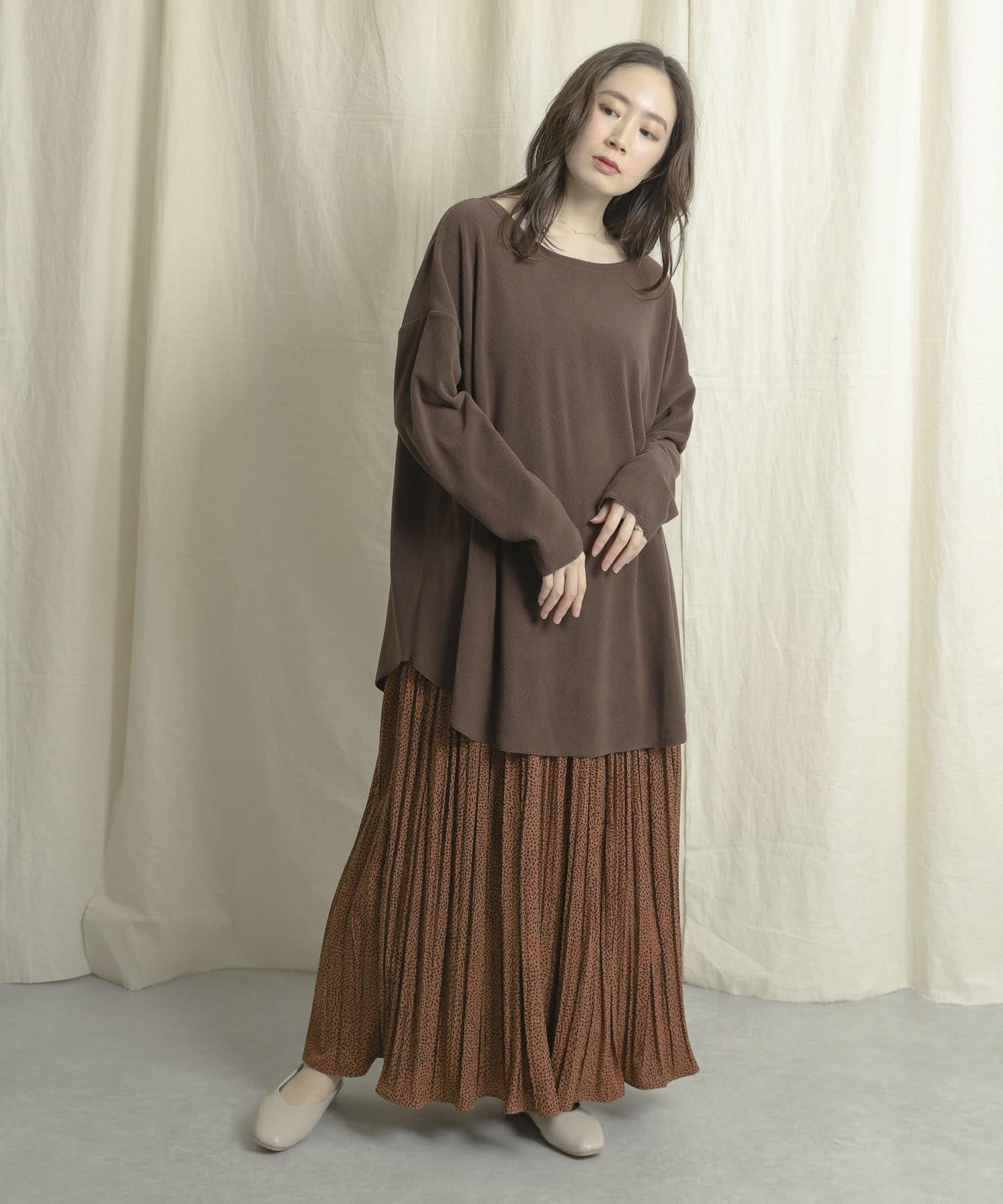 アニマルワッシャープリーツスカート CAMEL one