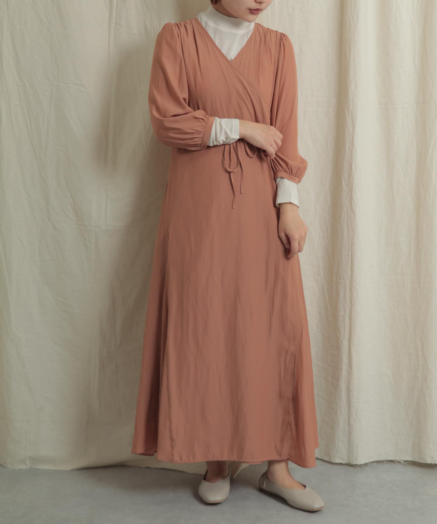 フラワープリントワンピース ORANGE one