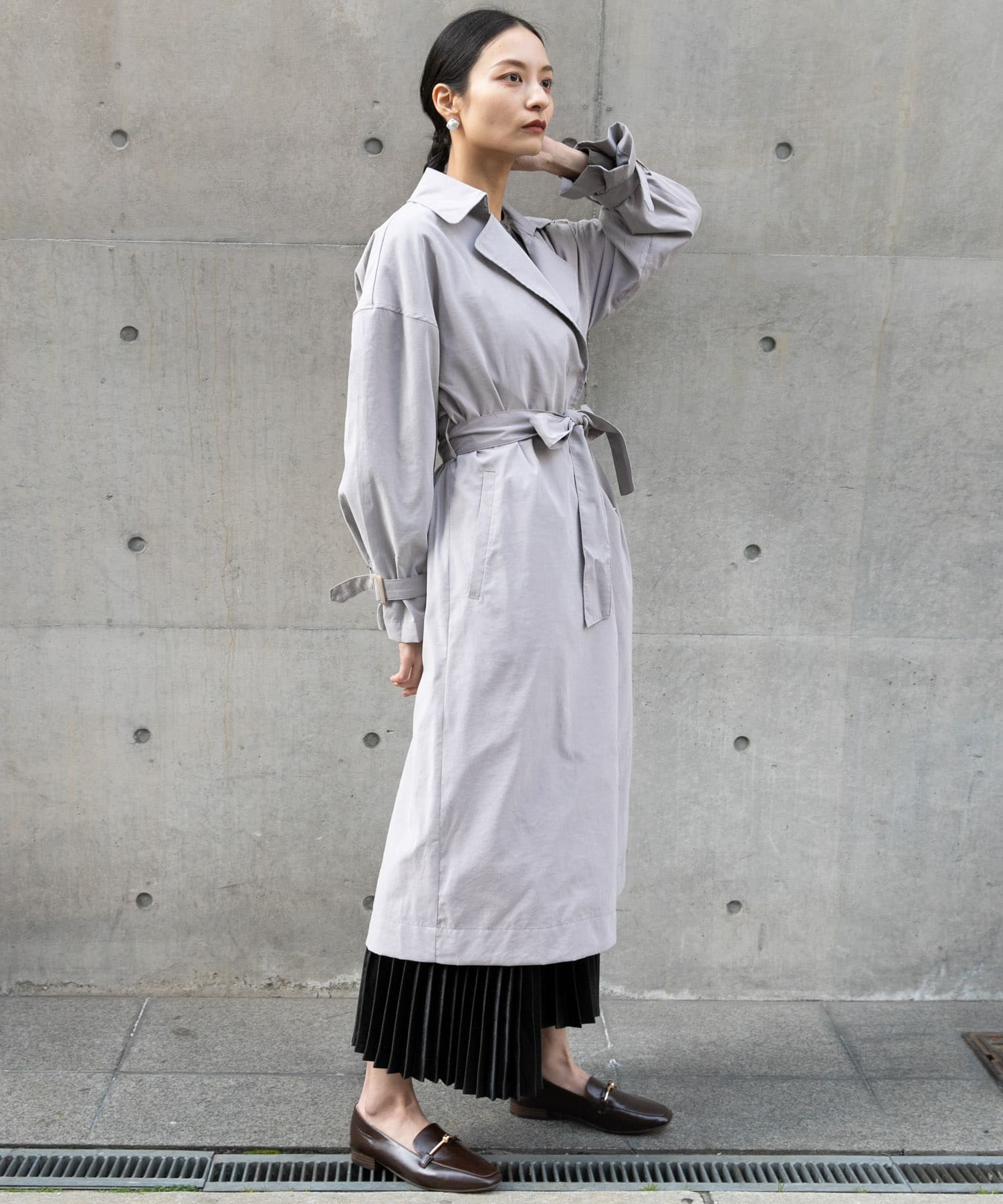 ボリュームスリーブトレンチコート MOCHA one