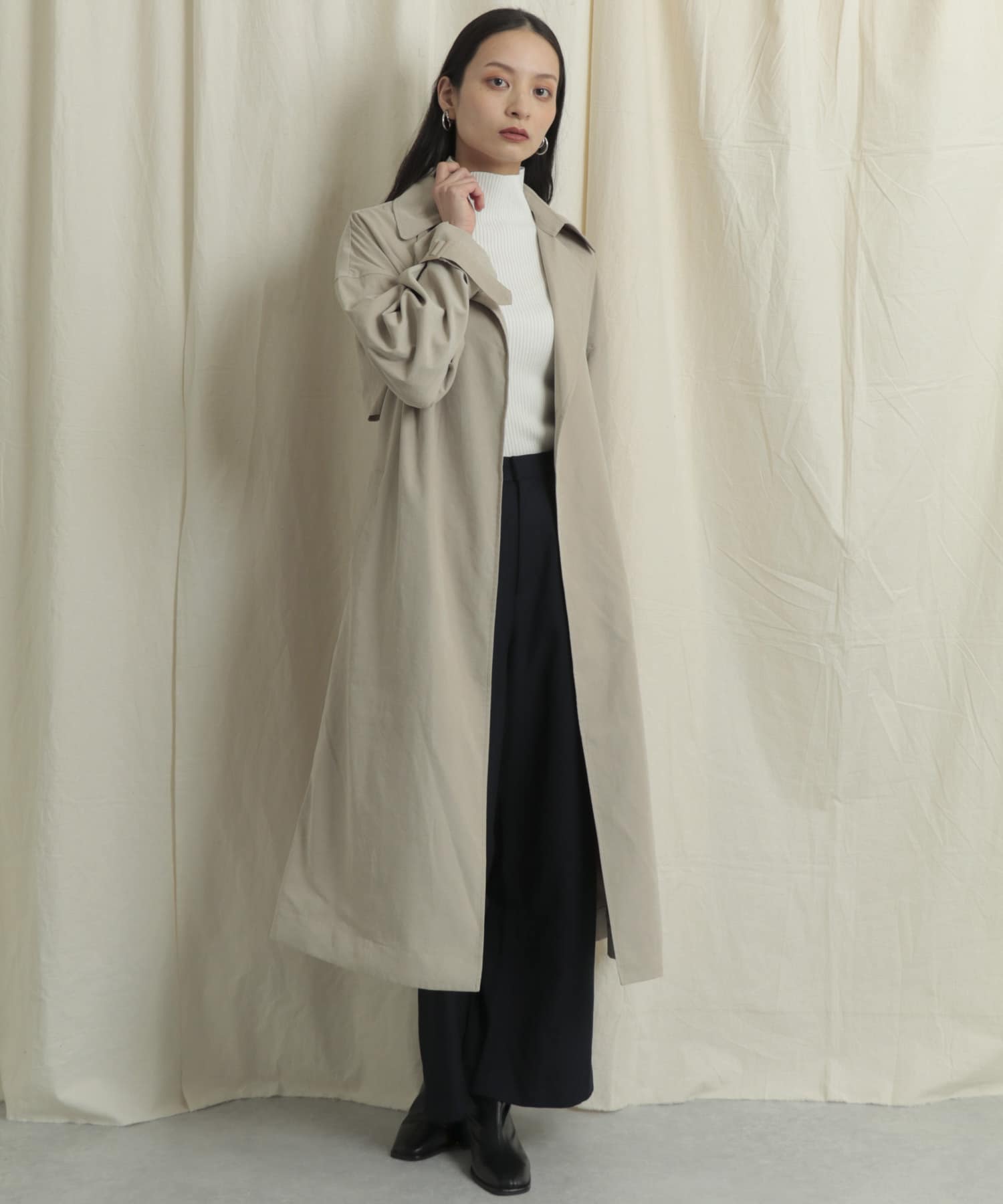 ボリュームスリーブトレンチコート BEIGE one