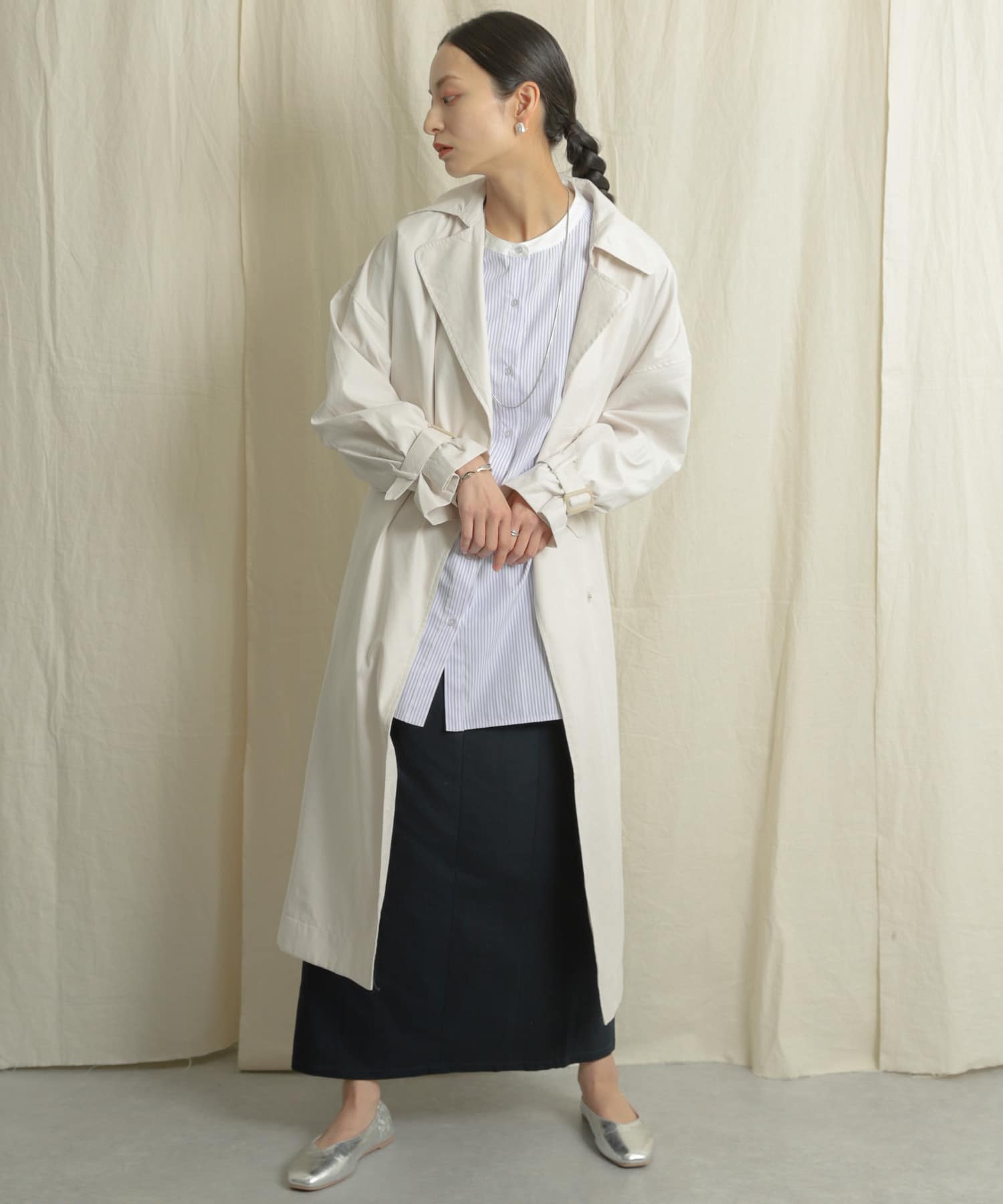 ボリュームスリーブトレンチコート IVORY one