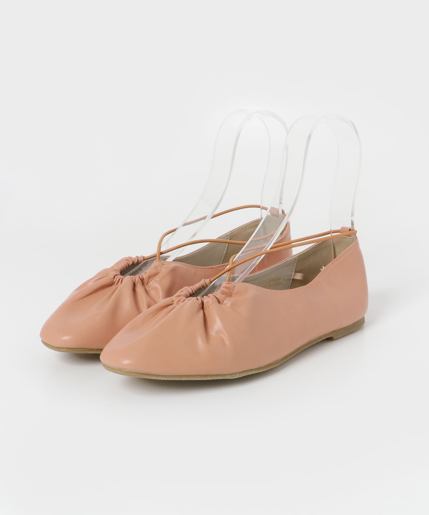 ナローストラップギャザーフラットシューズ L.PINK S