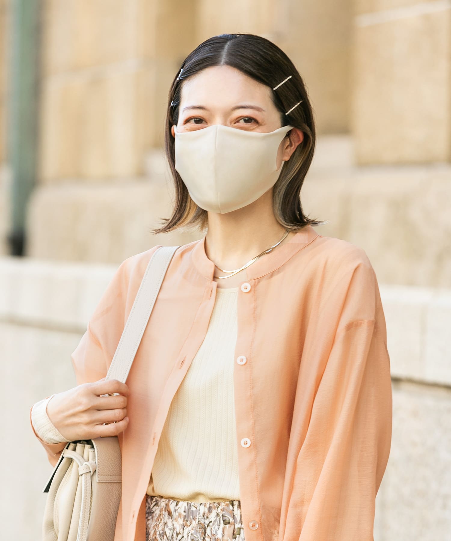 UVカットストレッチマスク BEG×PNK M