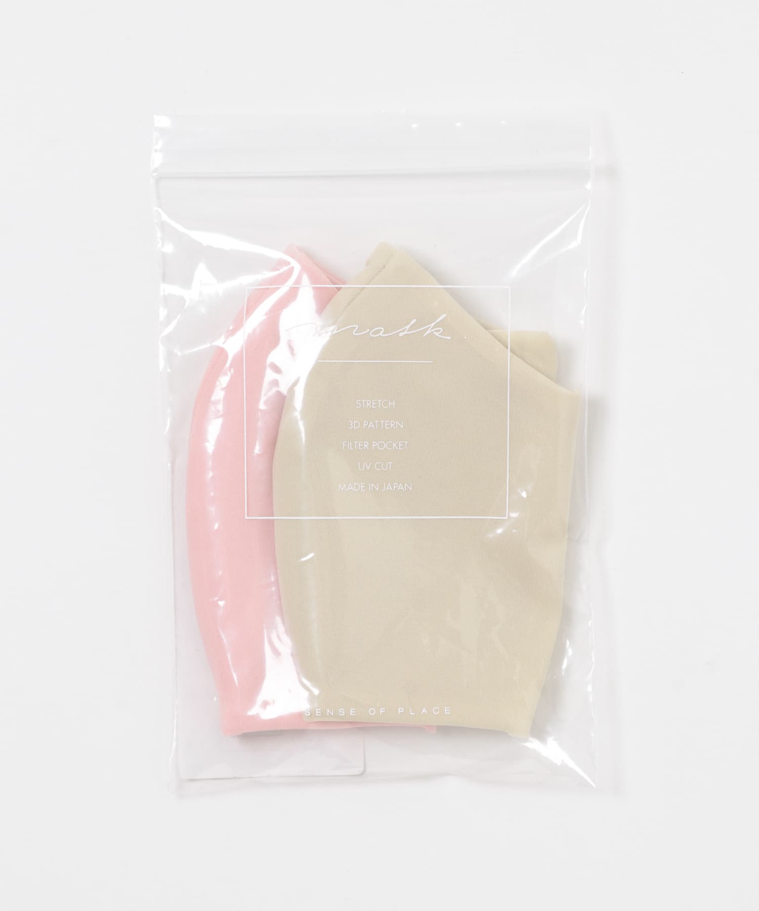 UVカットストレッチマスク BEG×PNK M