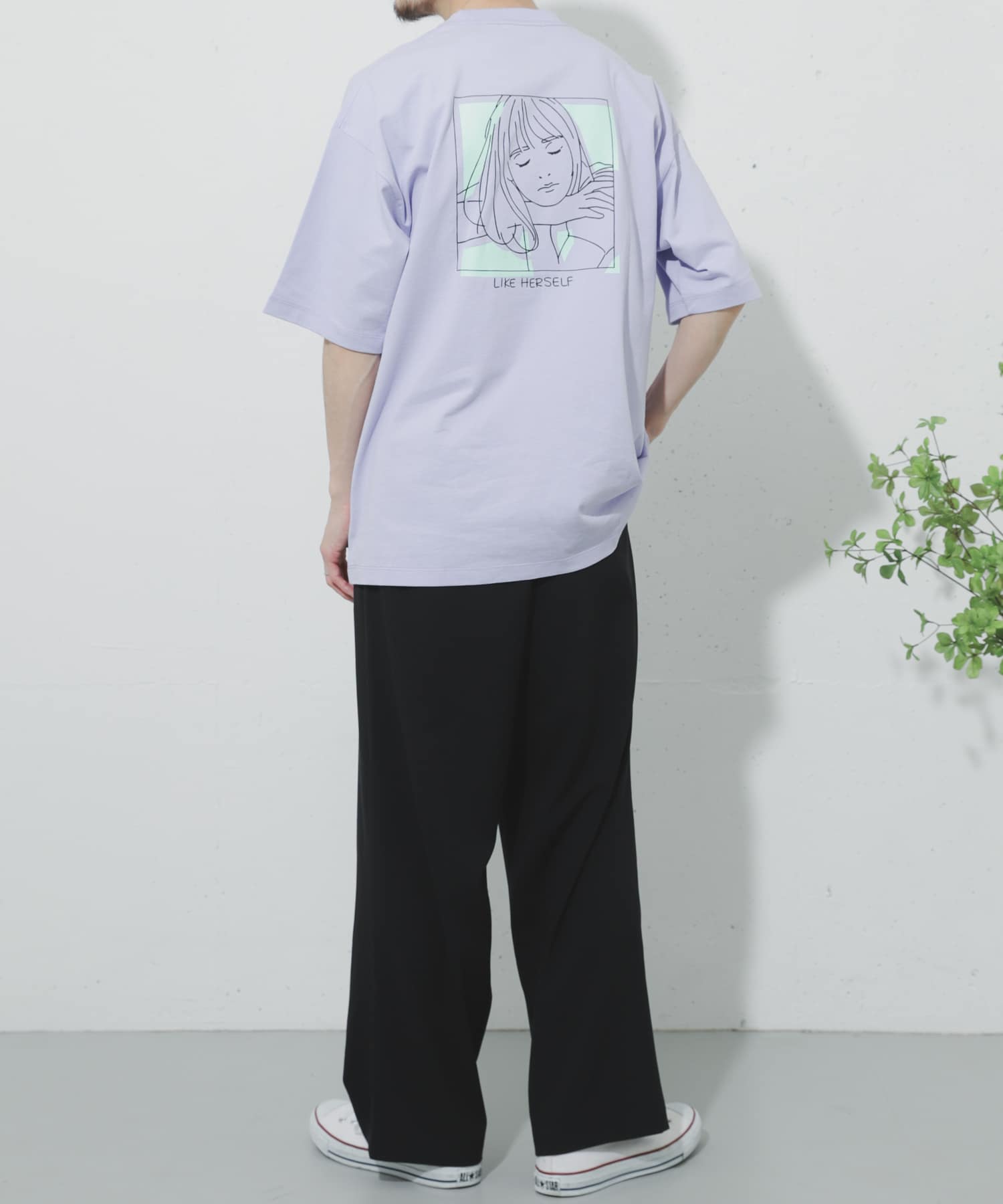 ガールグラフィックTシャツ(5分袖) PURPLE M