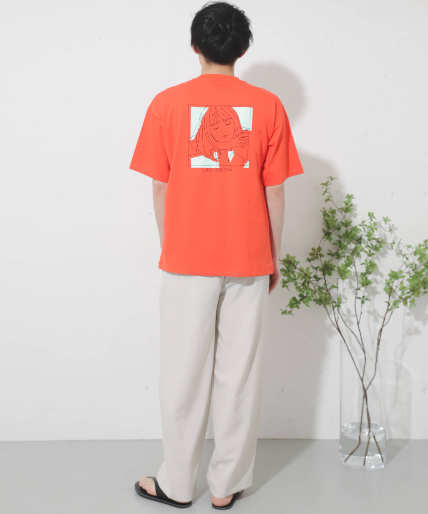 ガールグラフィックTシャツ(5分袖) ORANGE② M