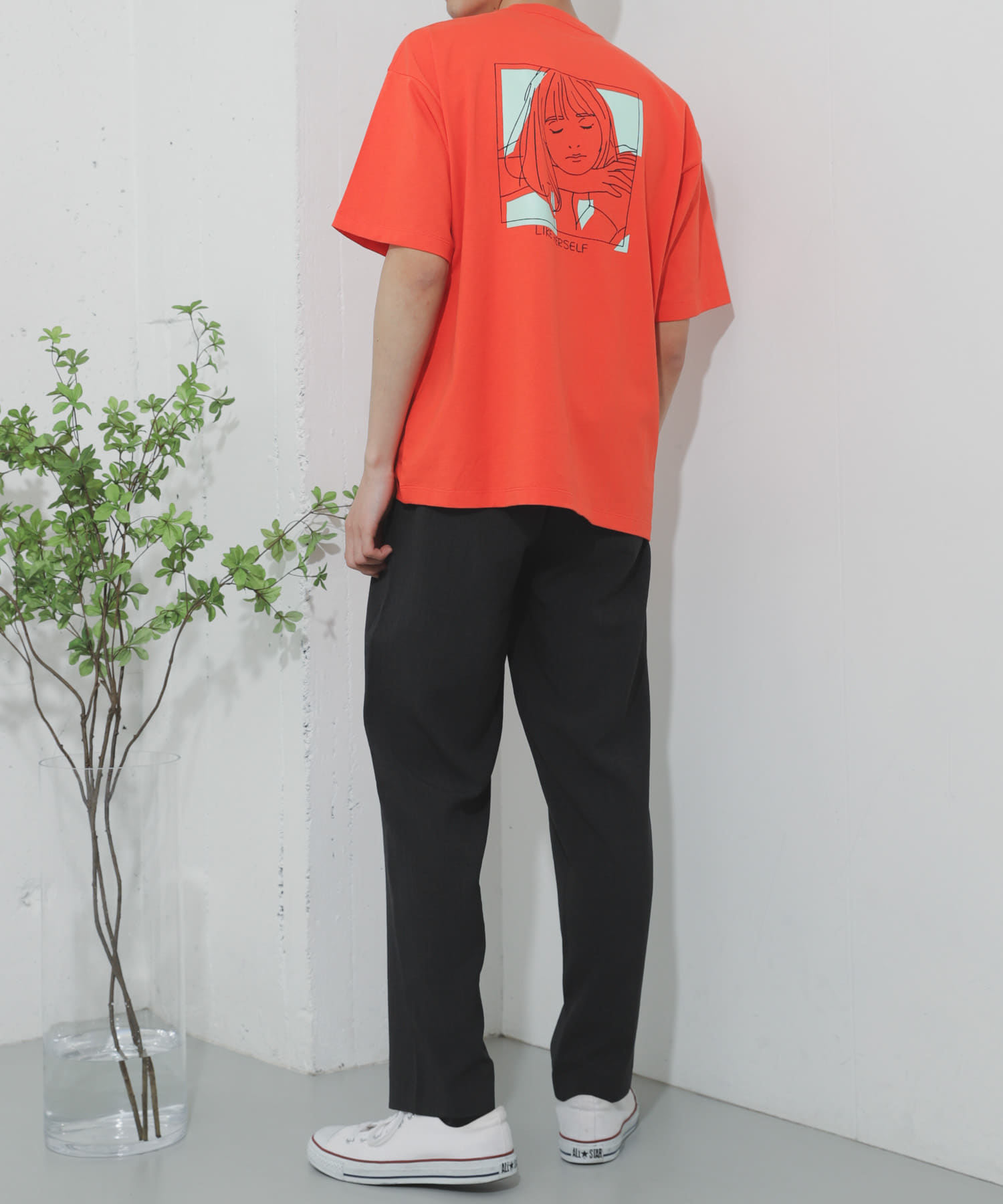 ガールグラフィックTシャツ(5分袖) ORANGE② M