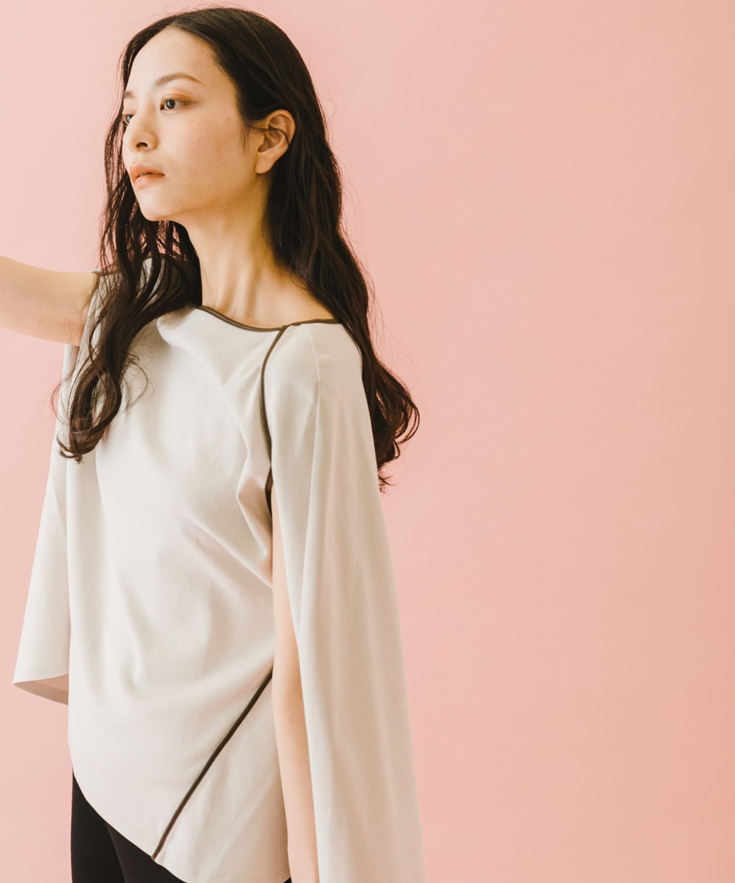 naturaglace×SENSE OF PLACE　『別注』ナチュラグラッセ ポンチョトップ GREIGE one