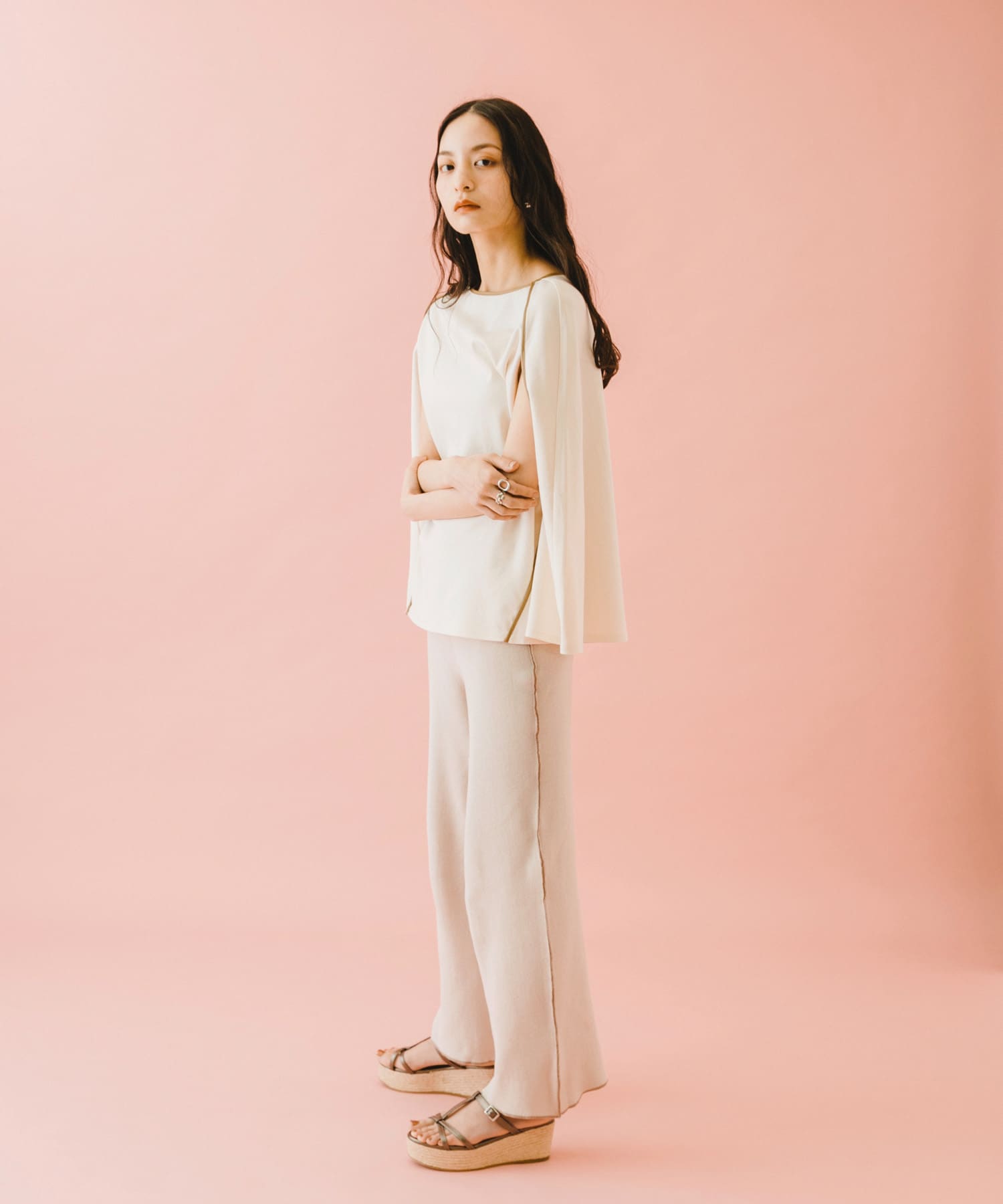 naturaglace×SENSE OF PLACE　『別注』ナチュラグラッセ ポンチョトップ OFF WHITE one