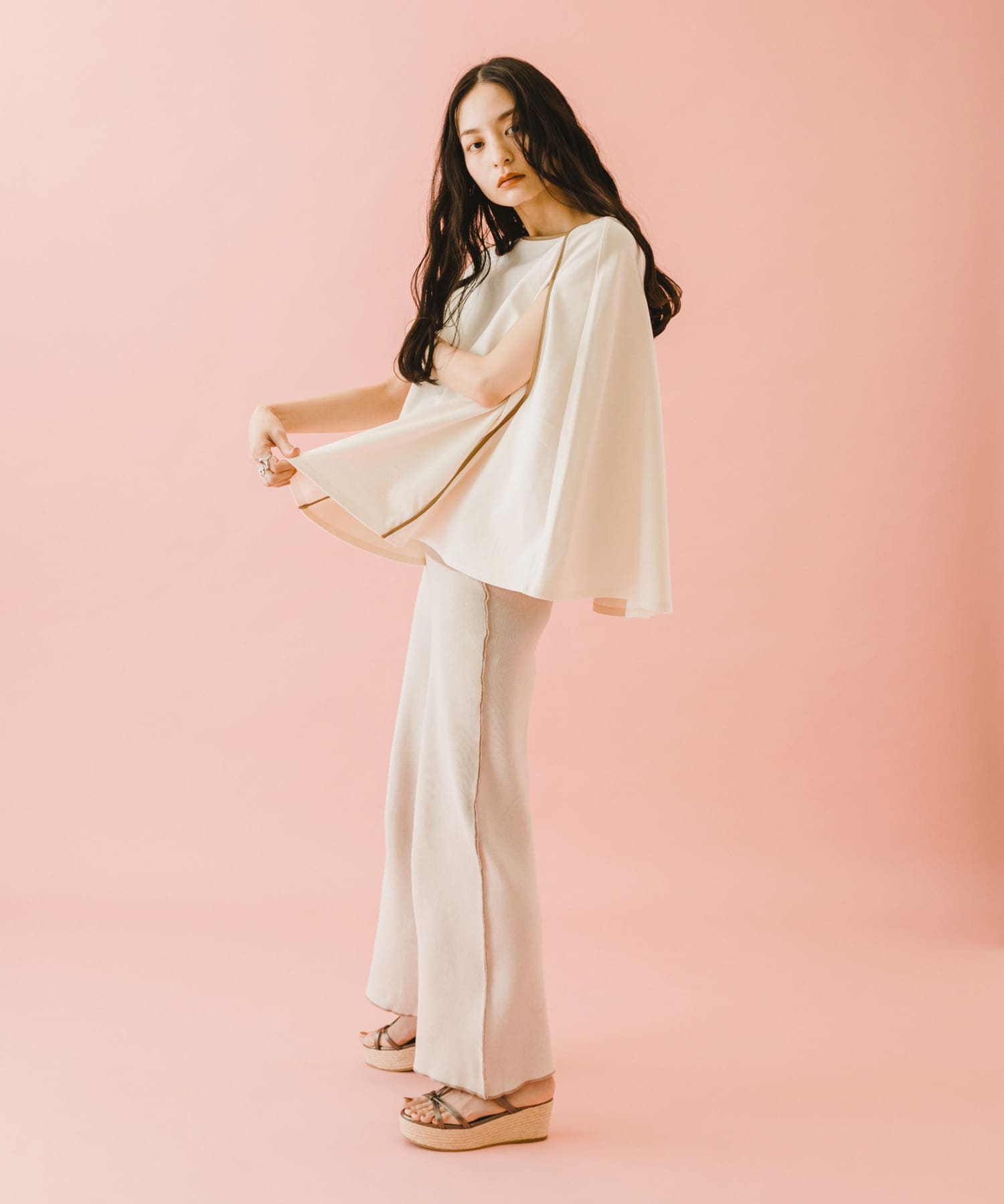 naturaglace×SENSE OF PLACE　『別注』ナチュラグラッセ ポンチョトップ OFF WHITE one