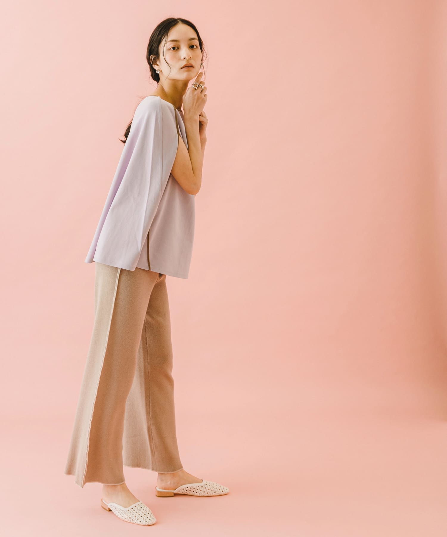 naturaglace×SENSE OF PLACE　『別注』ナチュラグラッセ ポンチョトップ LAVENDER one