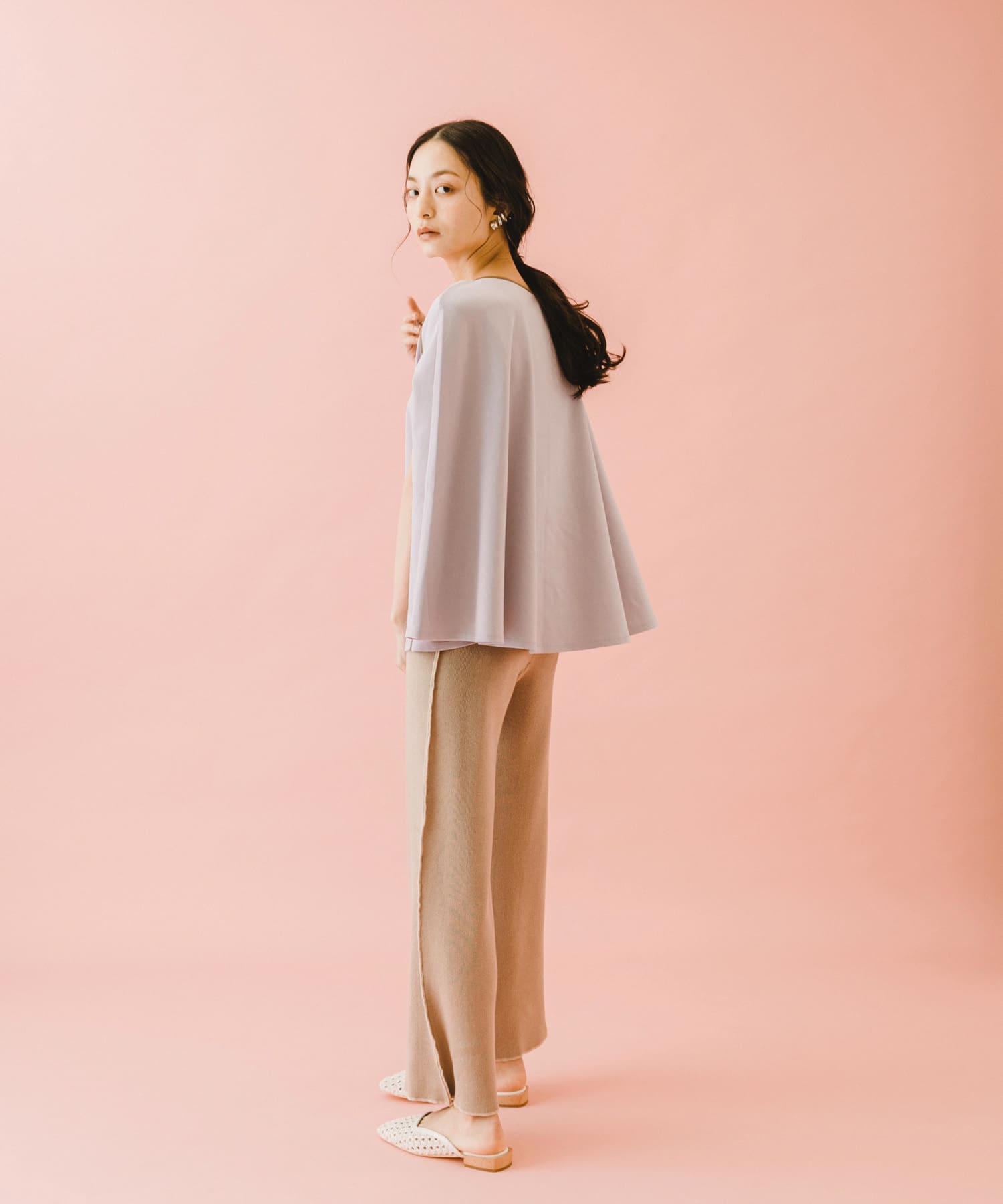 naturaglace×SENSE OF PLACE　『別注』ナチュラグラッセ ポンチョトップ LAVENDER one