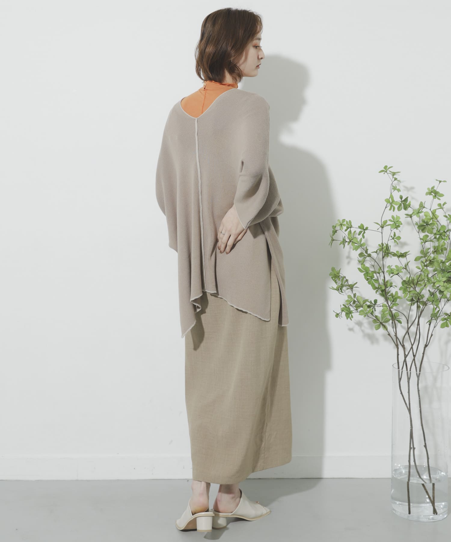 カラーリンキングポンチョセーター BEIGE one
