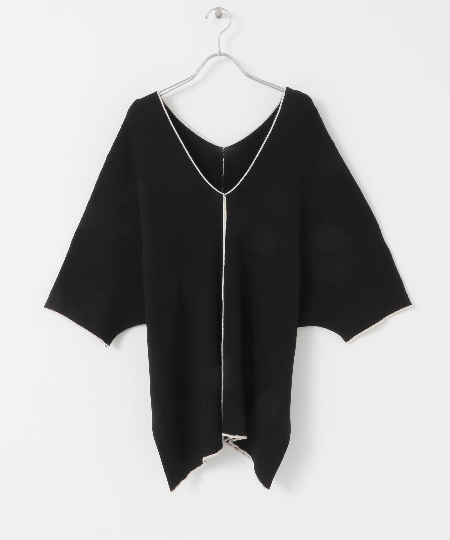 カラーリンキングポンチョセーター BLACK one