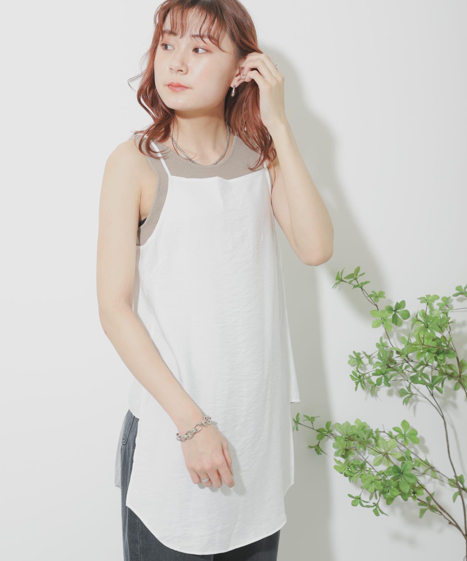 ラウンドテールチュニックキャミソール OFF WHITE one