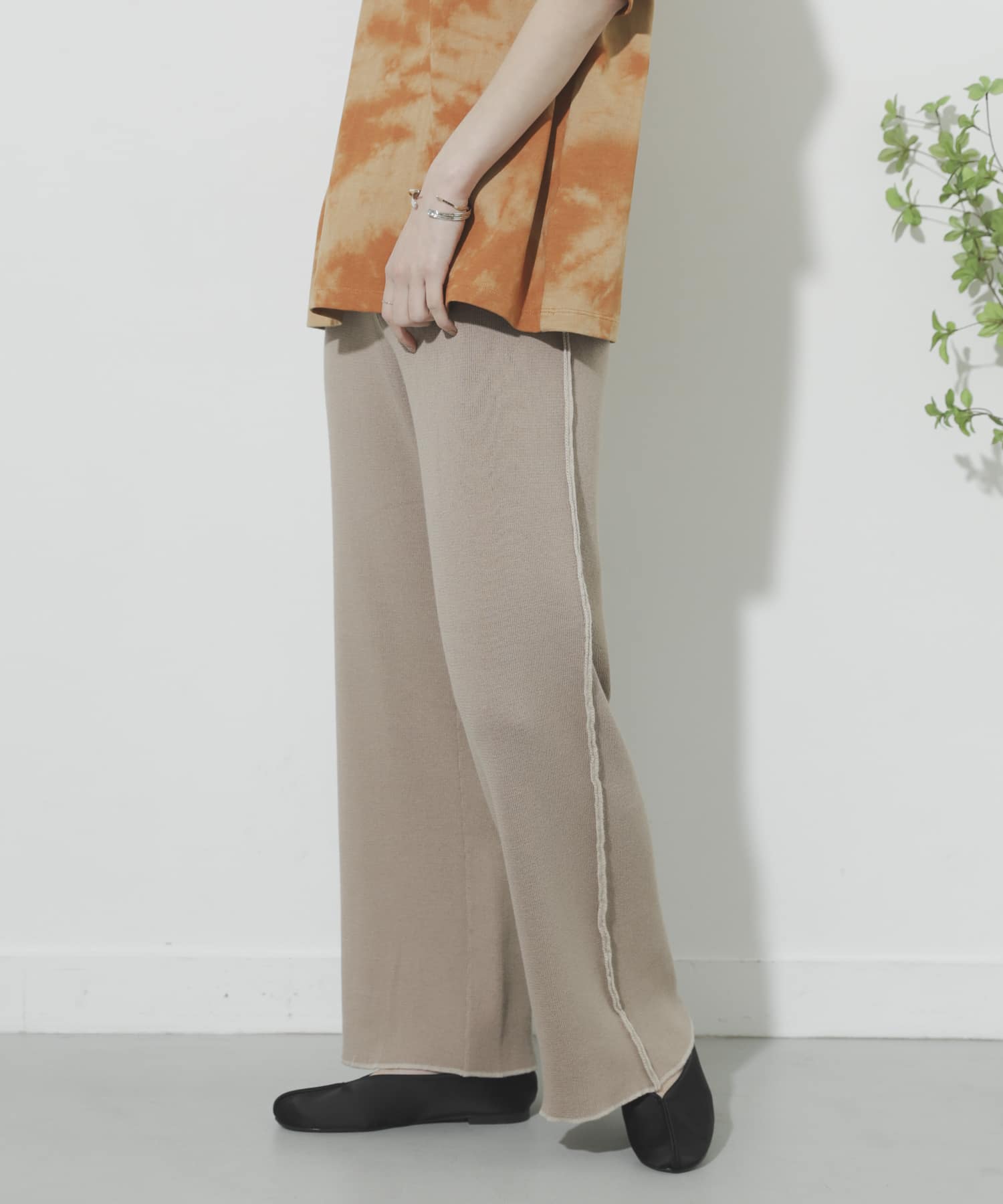 カラーリンキングニットパンツ BEIGE One