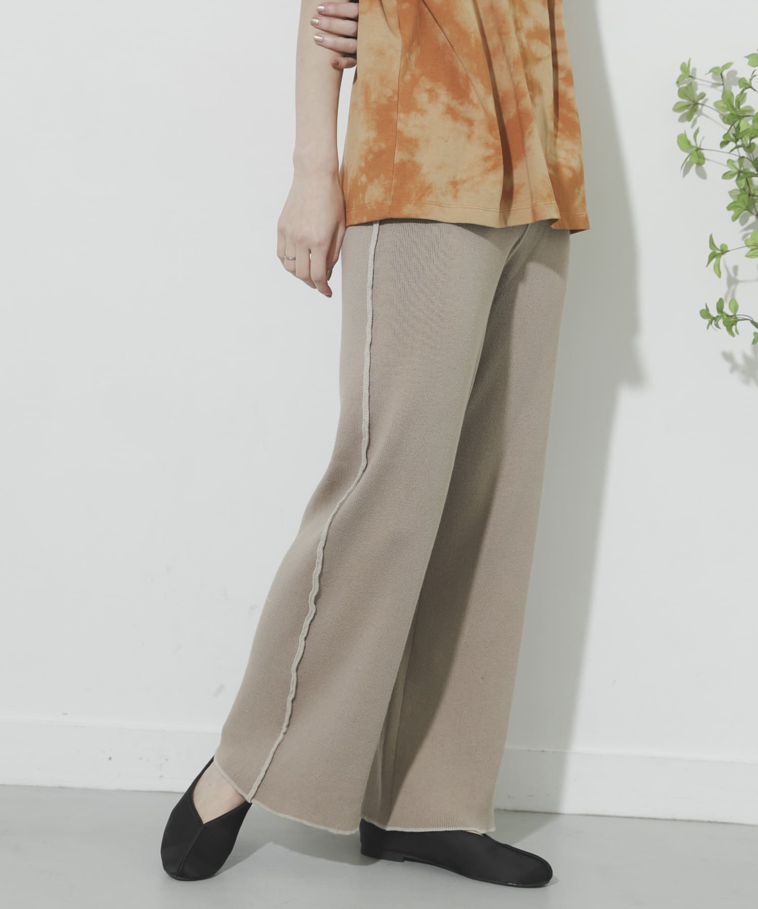 カラーリンキングニットパンツ BEIGE One