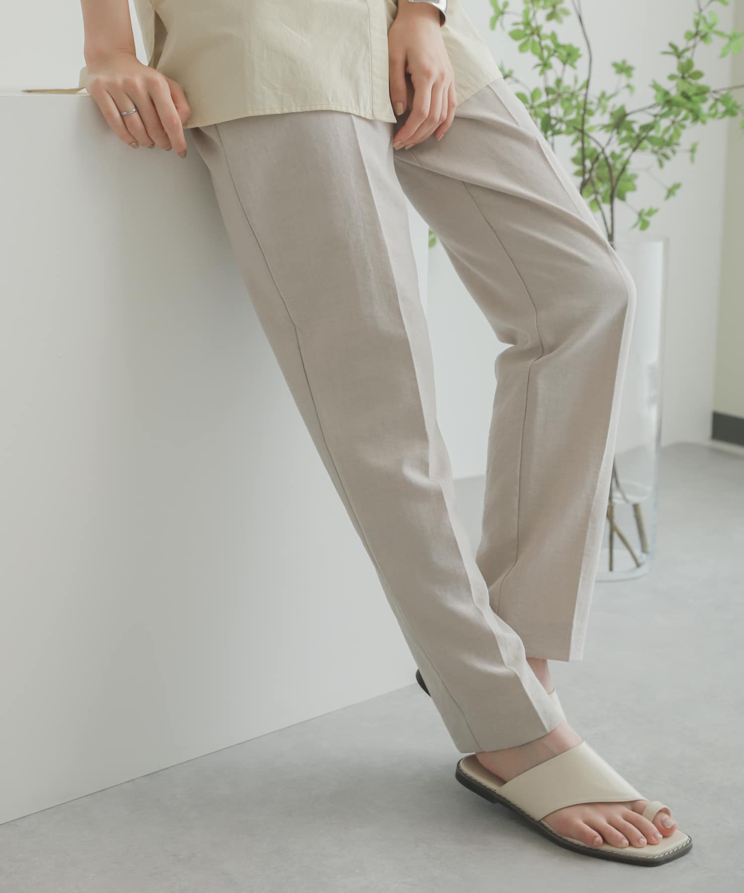 リネンライクテーパードパンツ