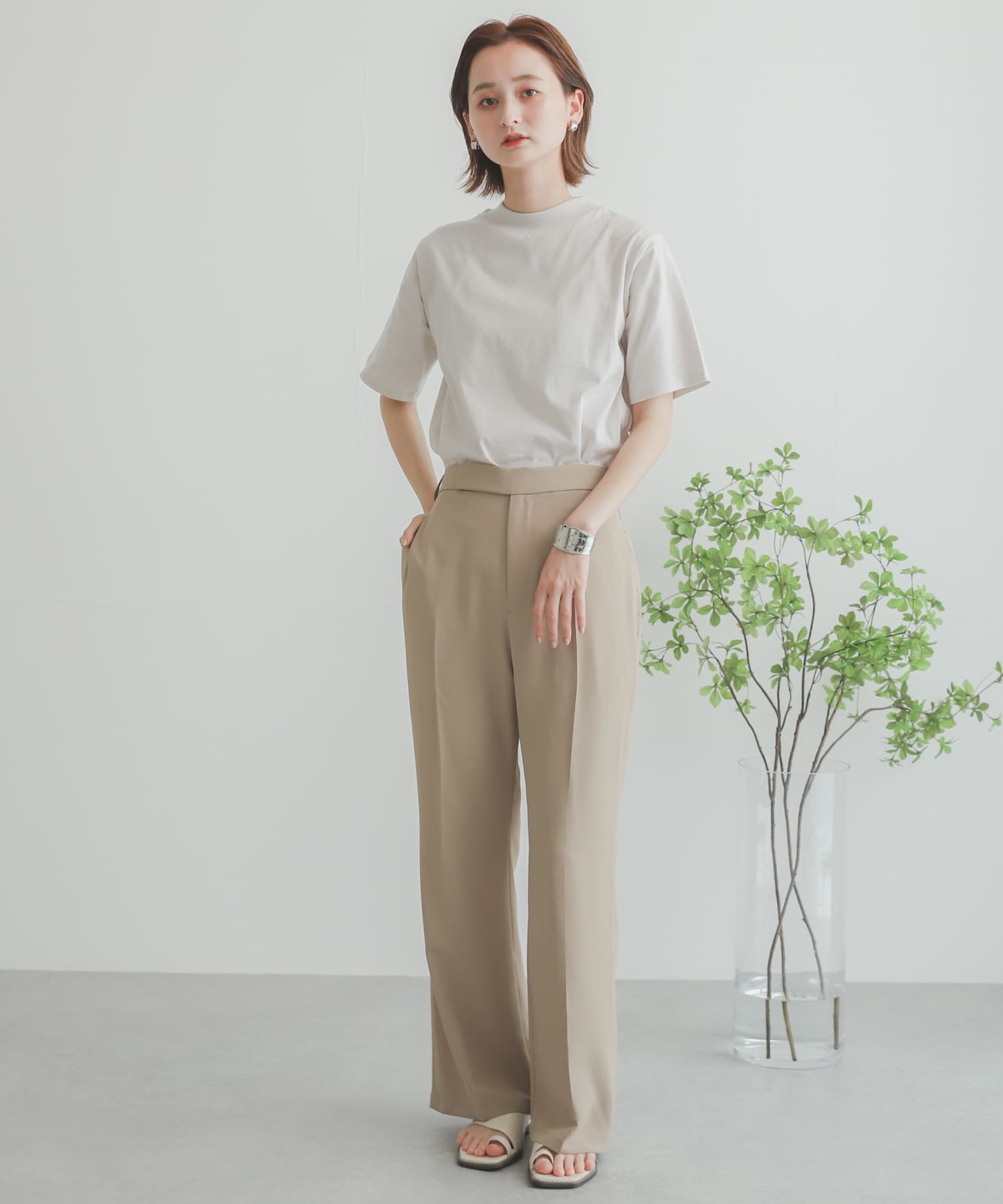 ジョーゼットフレアパンツ BEIGE S