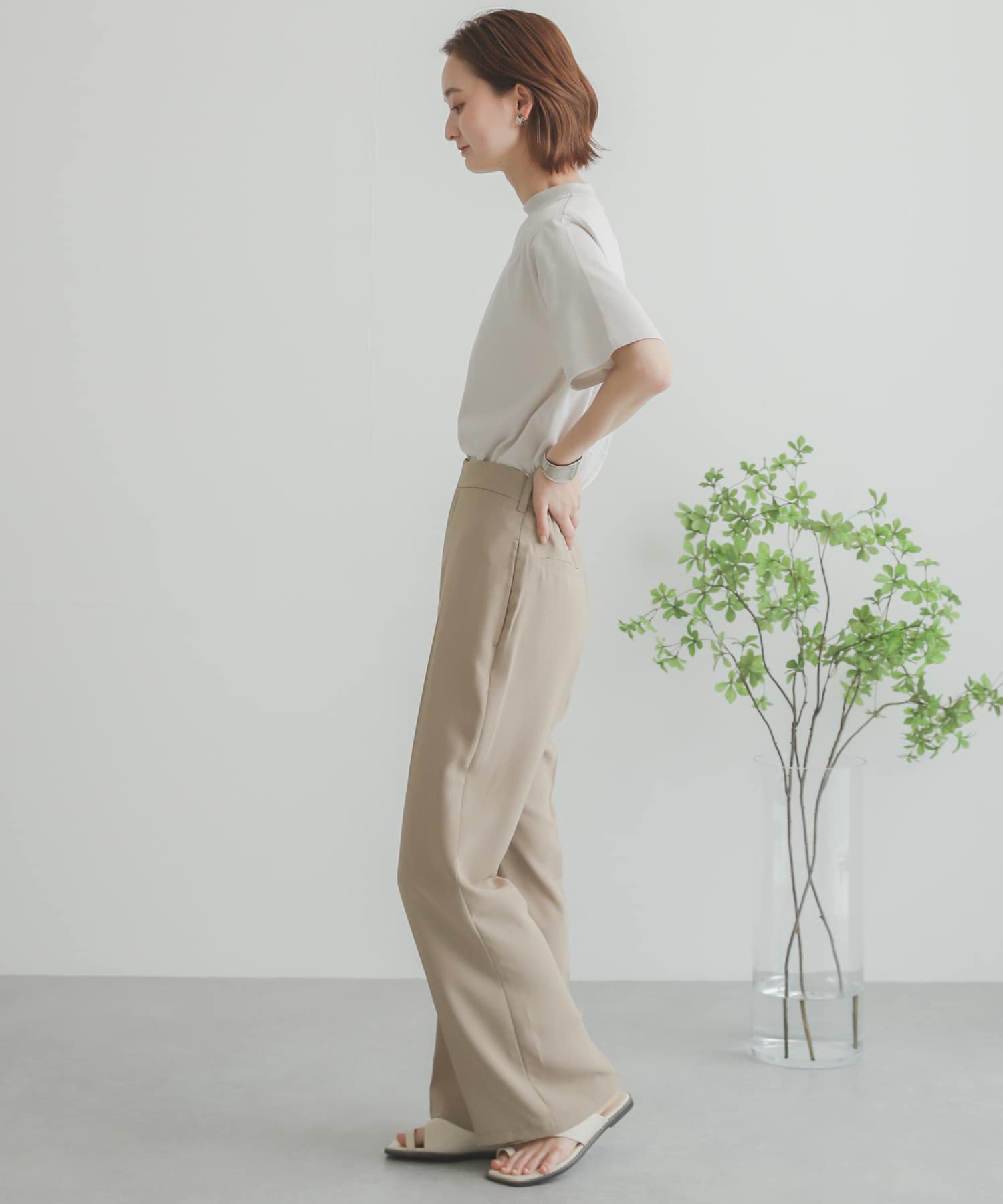 ジョーゼットフレアパンツ BEIGE S