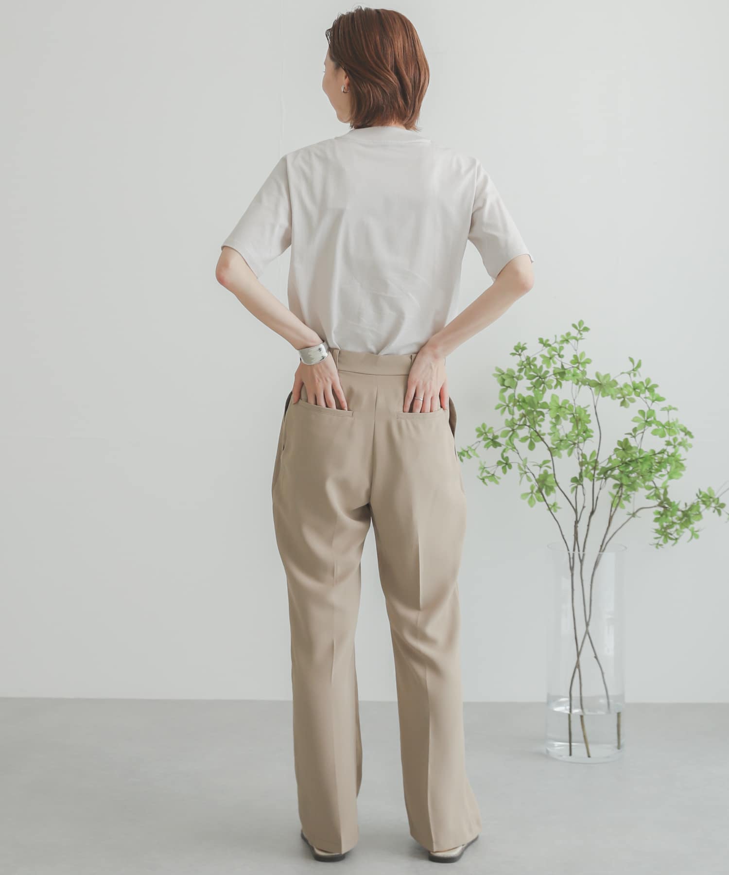 ジョーゼットフレアパンツ BEIGE S