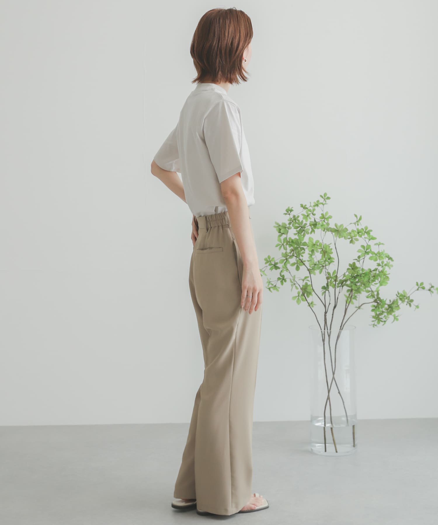 ジョーゼットフレアパンツ BEIGE S
