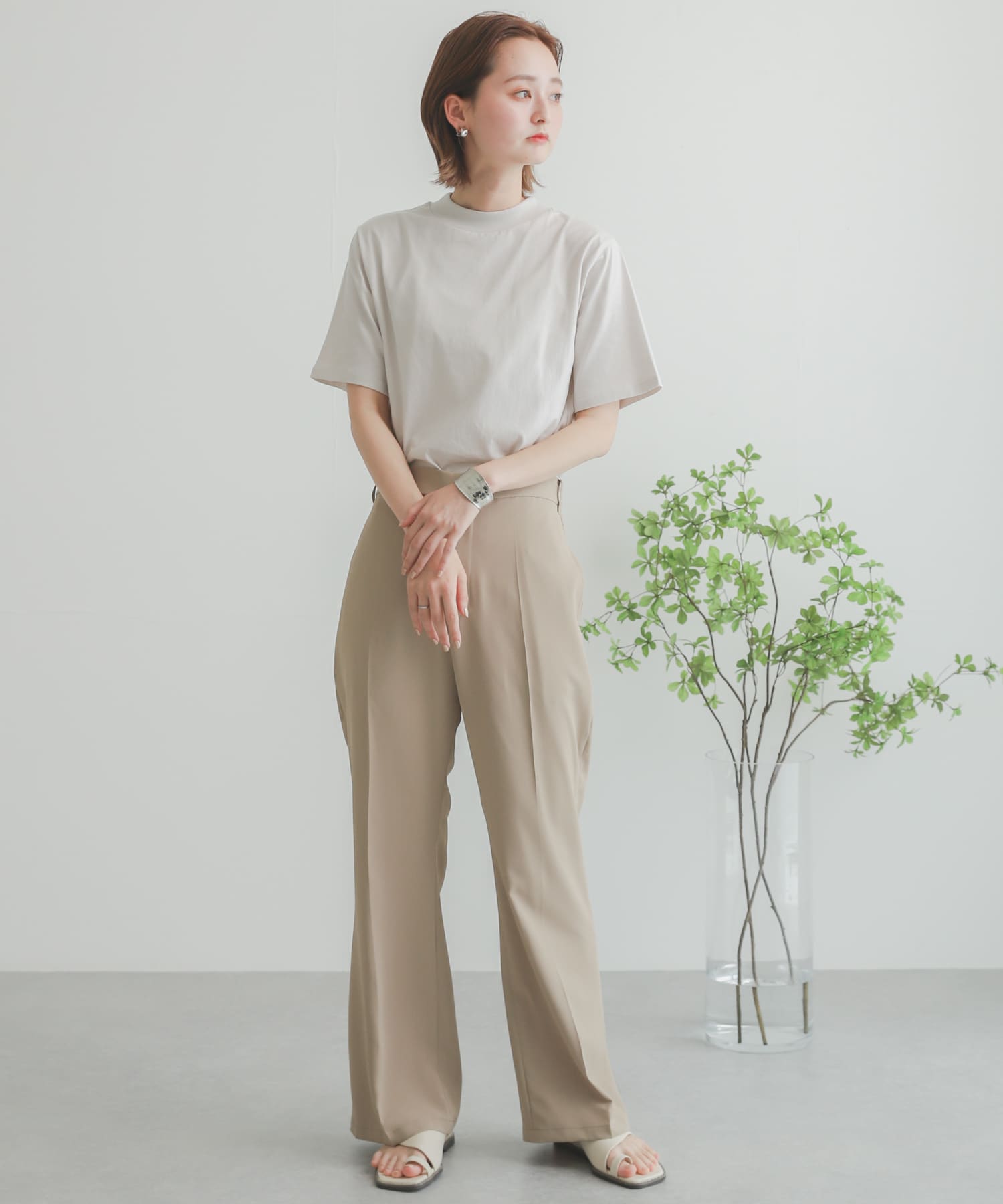 ジョーゼットフレアパンツ BEIGE S