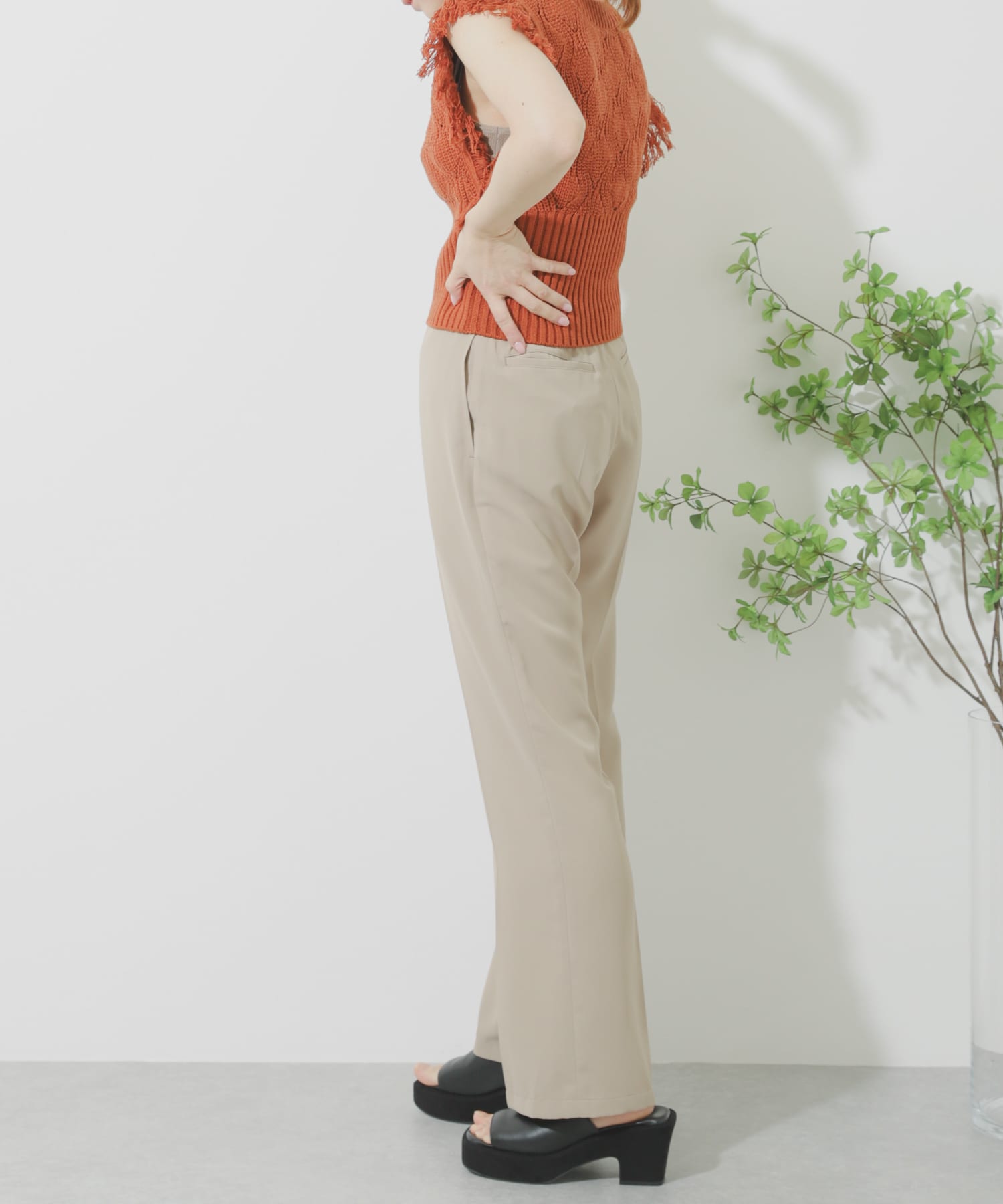 ジョーゼットフレアパンツ BEIGE M