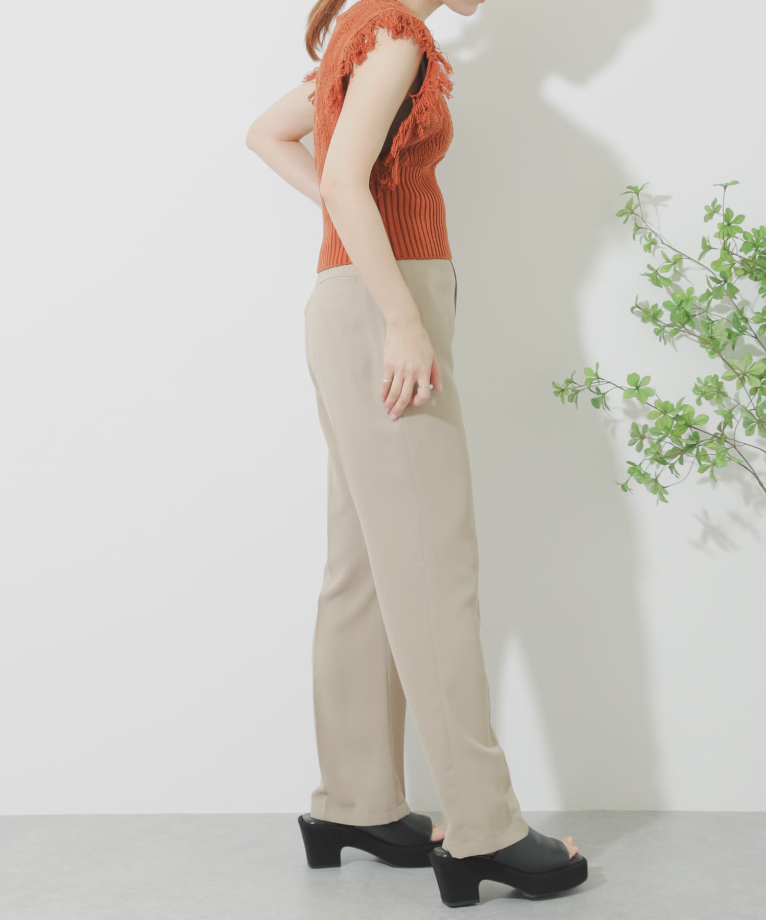 ジョーゼットフレアパンツ BEIGE M