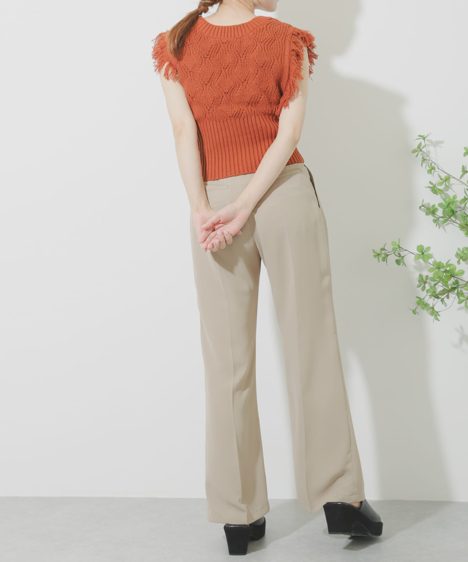 ジョーゼットフレアパンツ BEIGE M