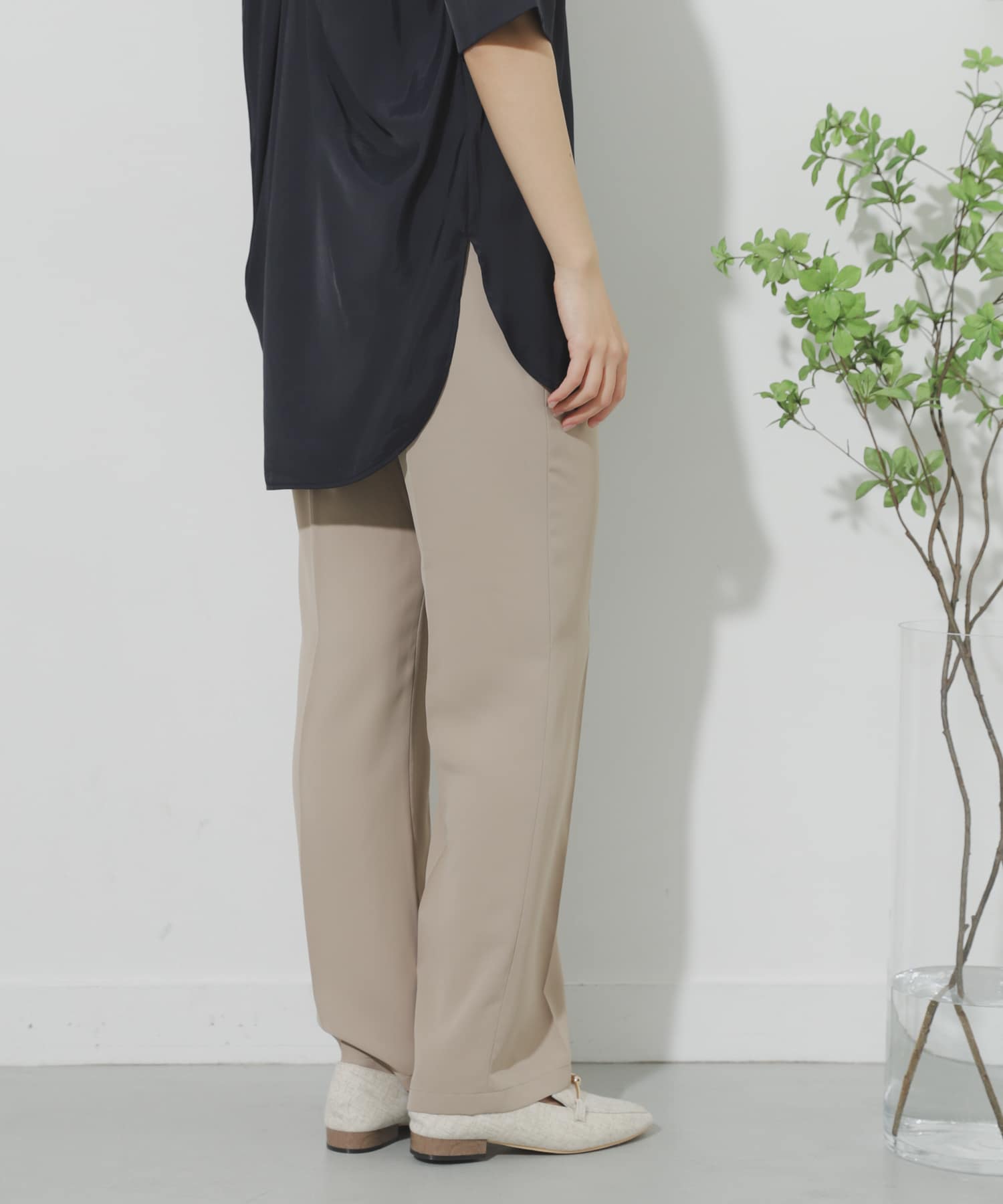 ジョーゼットフレアパンツ BEIGE M