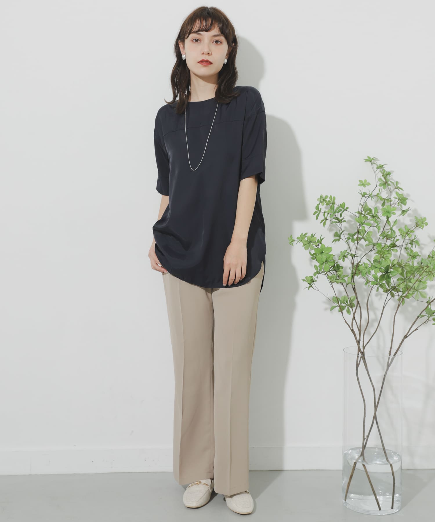 ジョーゼットフレアパンツ BEIGE M