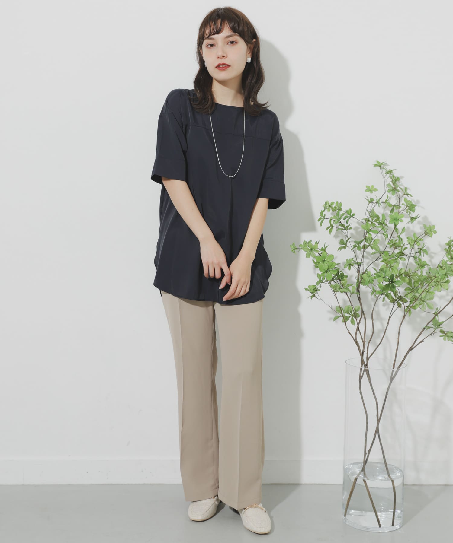 ジョーゼットフレアパンツ BEIGE S