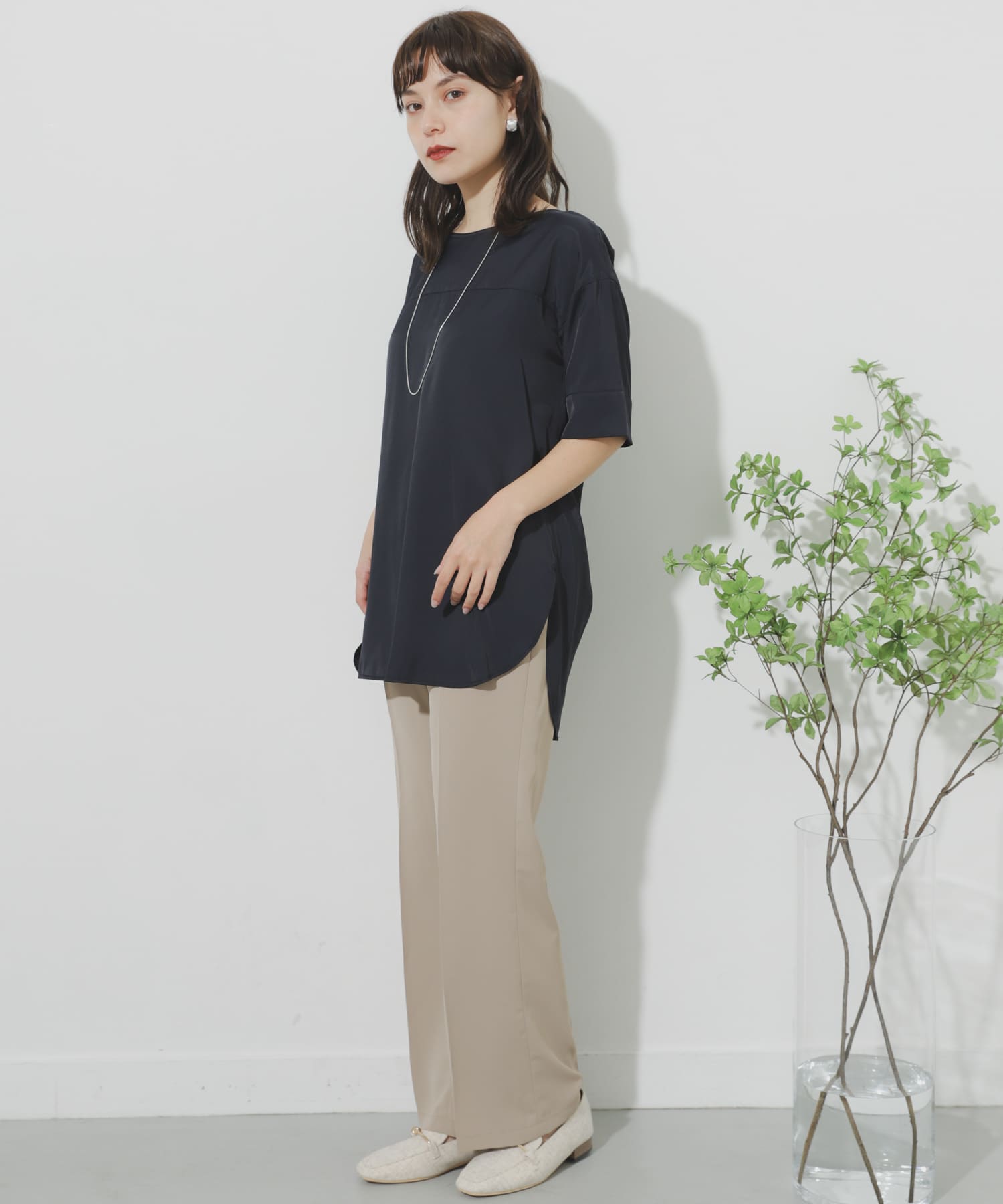 ジョーゼットフレアパンツ BEIGE S