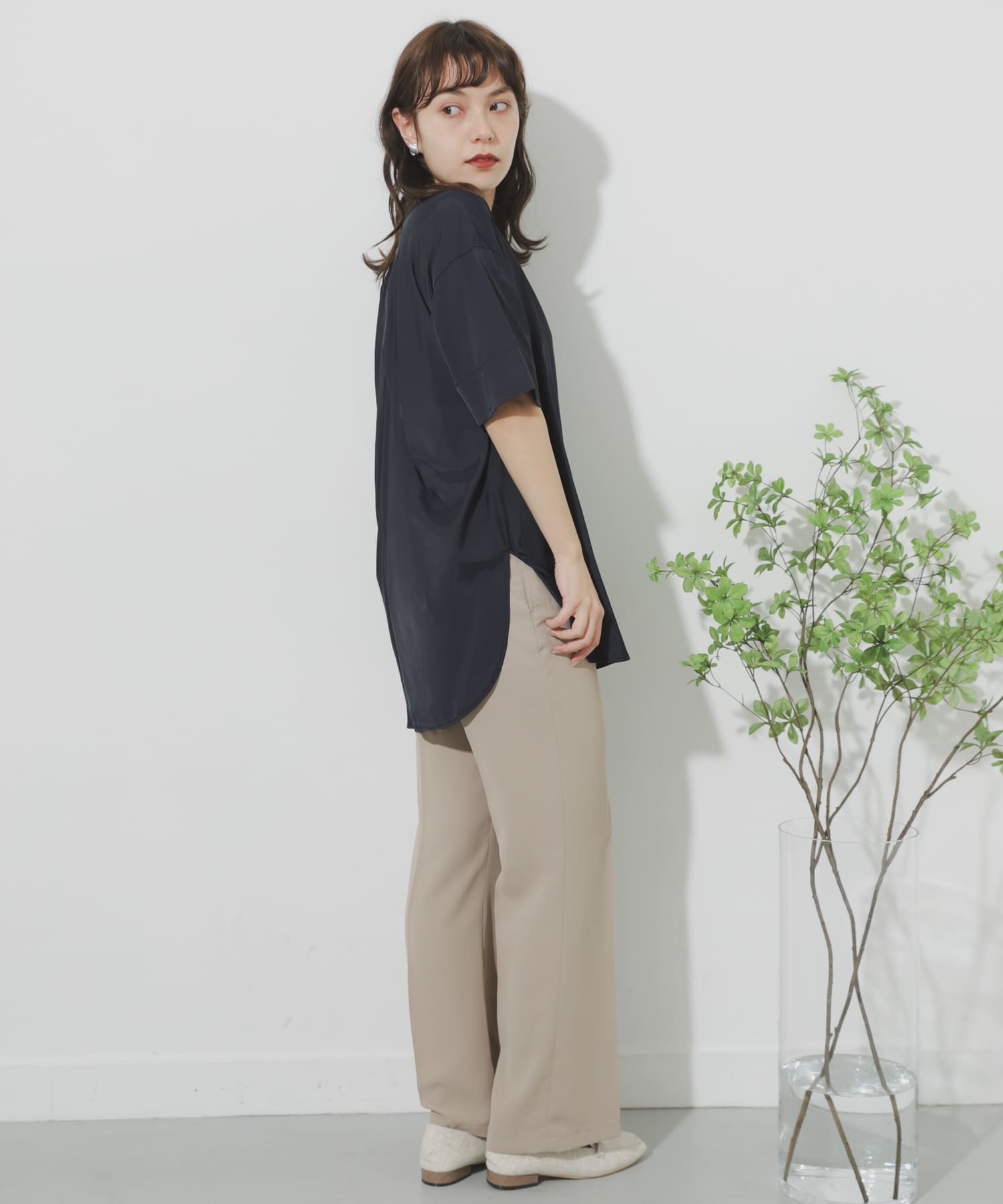 ジョーゼットフレアパンツ BEIGE S